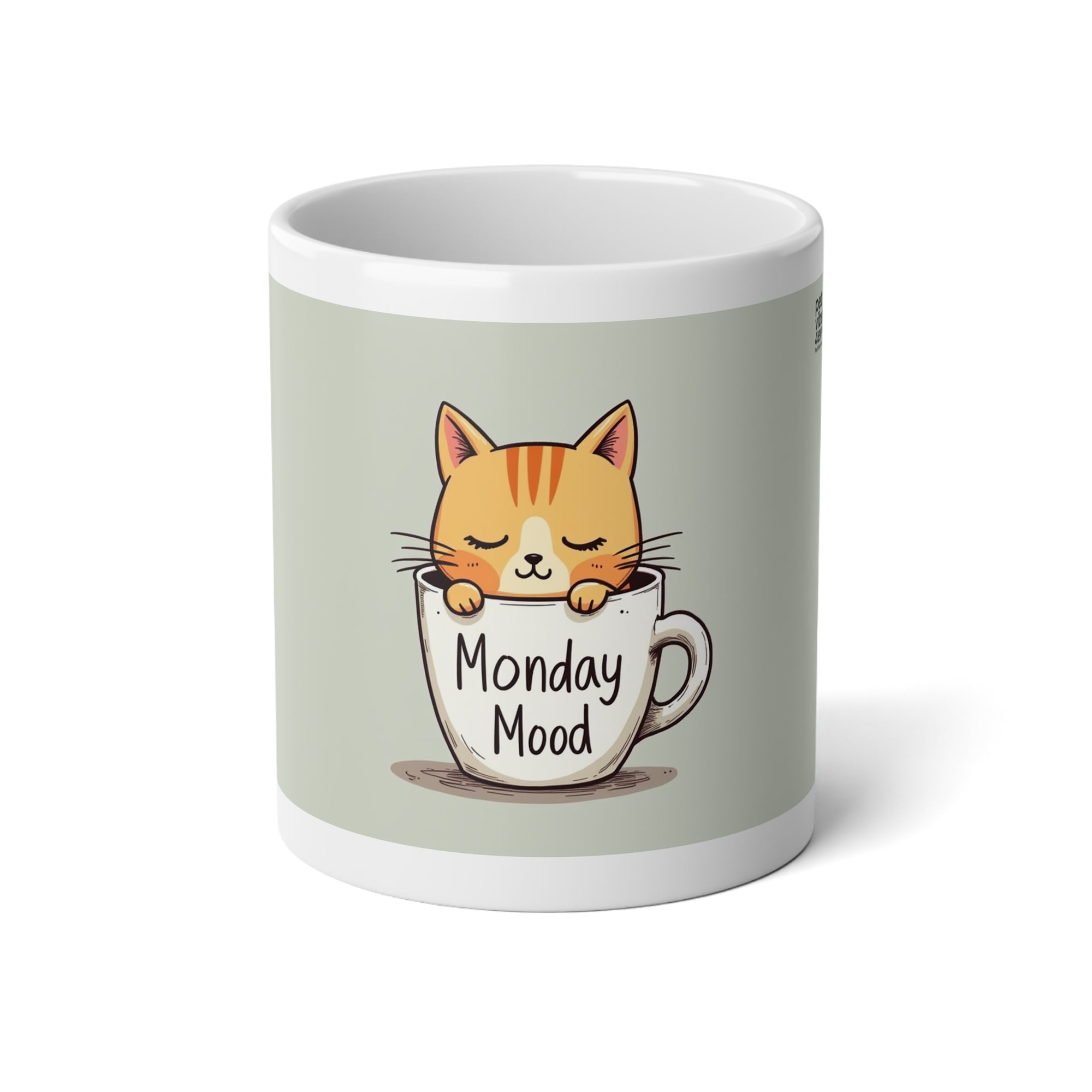 Monday Mood Cat Jumbo Mug | Cute Coffee Cup, 20oz Ceramic Mug, Cat Lover Gift, Funny Gift for Her, Office Mug