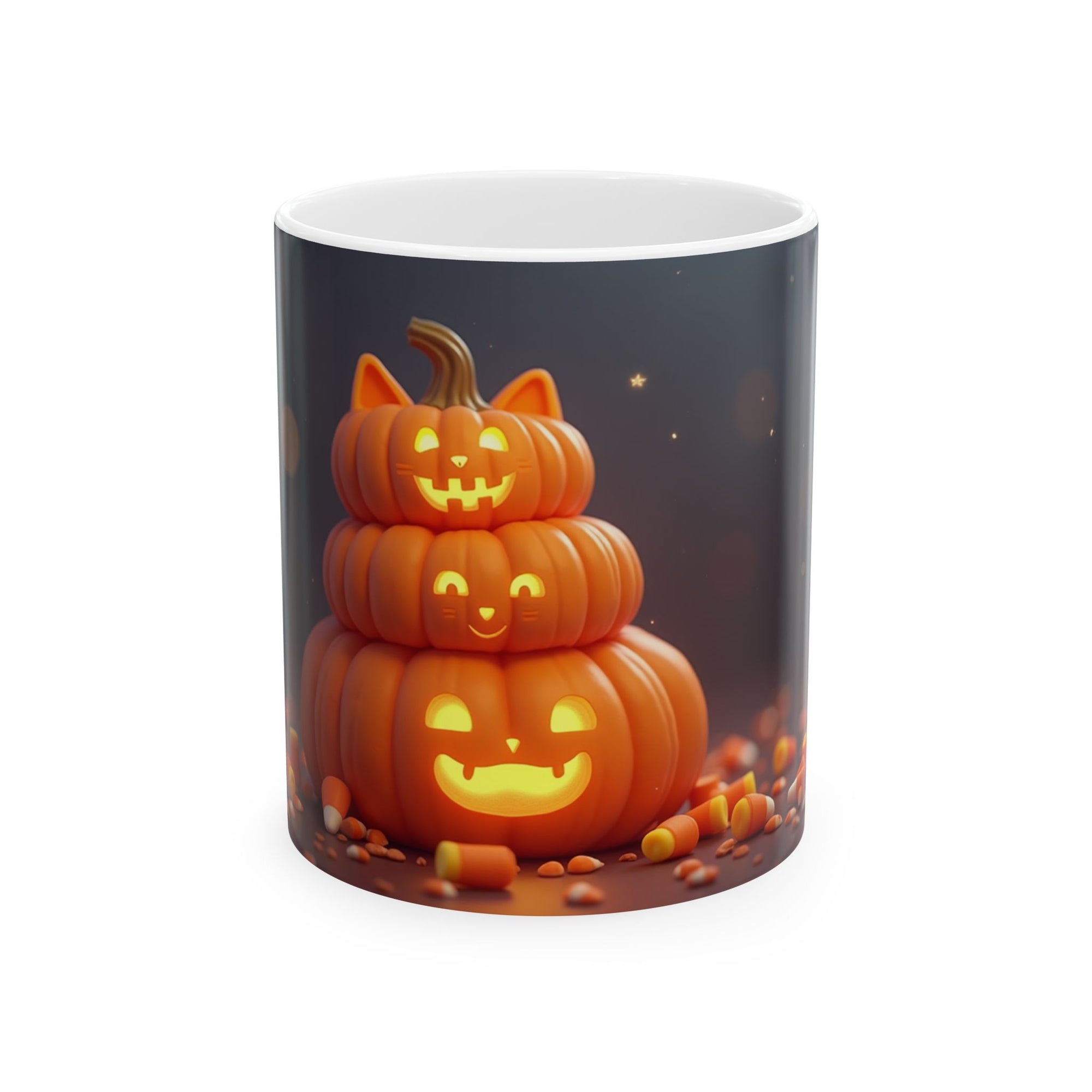Halloween Pumpkin Stacked Ceramic Mug | Spooky Coffee Cup | Autumn Decor | Pumpkin Spice | Gift for Fall Lovers | 11oz, 15oz