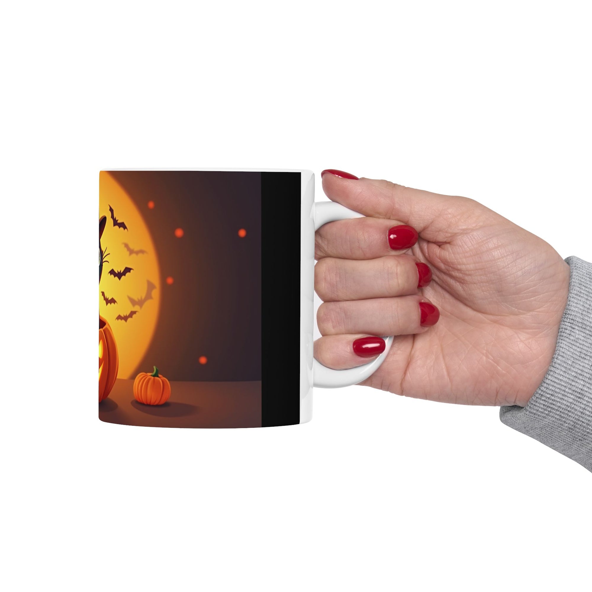 Halloween Cat Ceramic Mug - Cute Black Cat, Pumpkin Design, Coffee Mug, Halloween Decor, Cat Lover Gift, Spooky Season