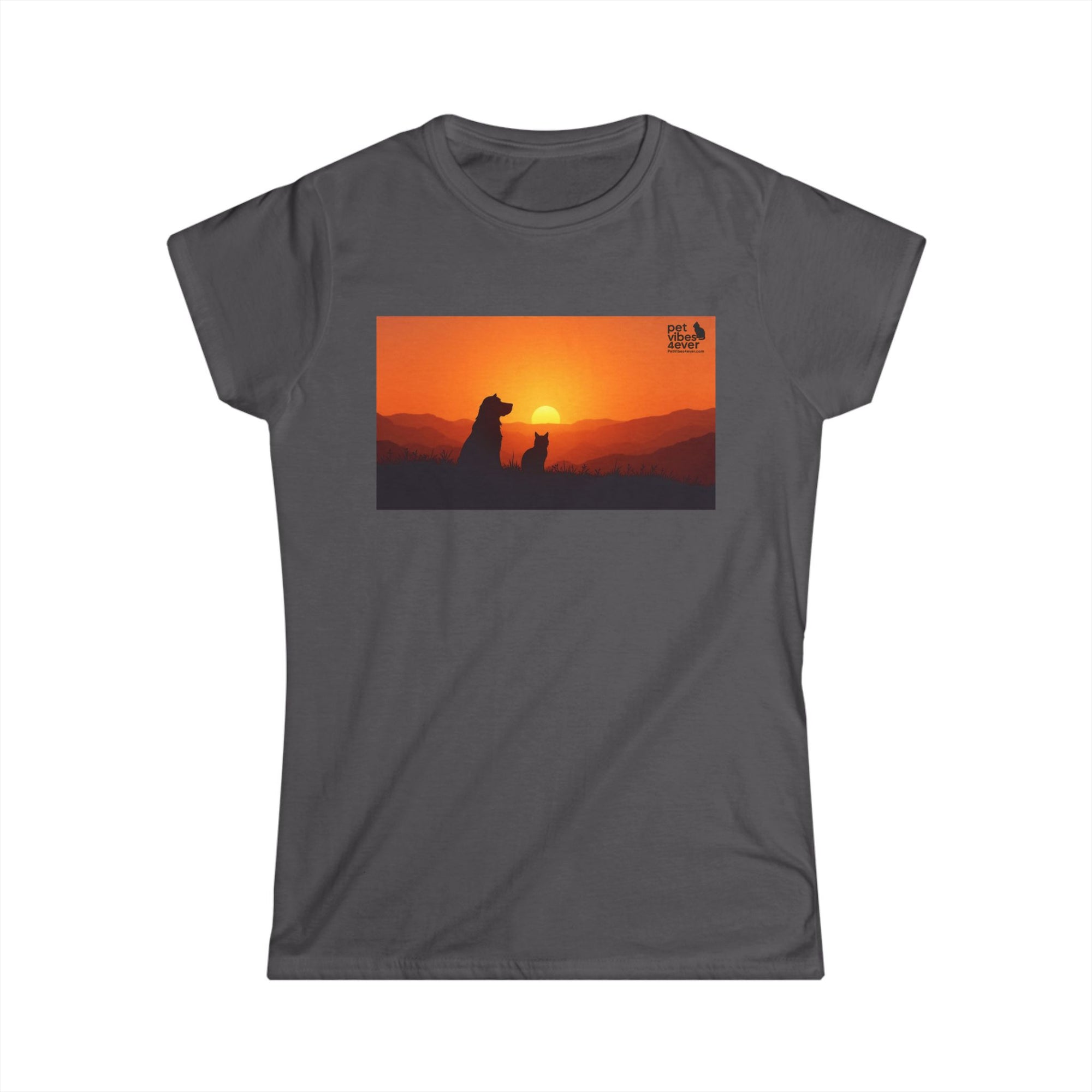 Women's Sunset Dog Lovers Tee, Cute Pet Lover Shirt, Animal Lover Gift, Casual Wear, Summer Top, Dog Mom Apparel