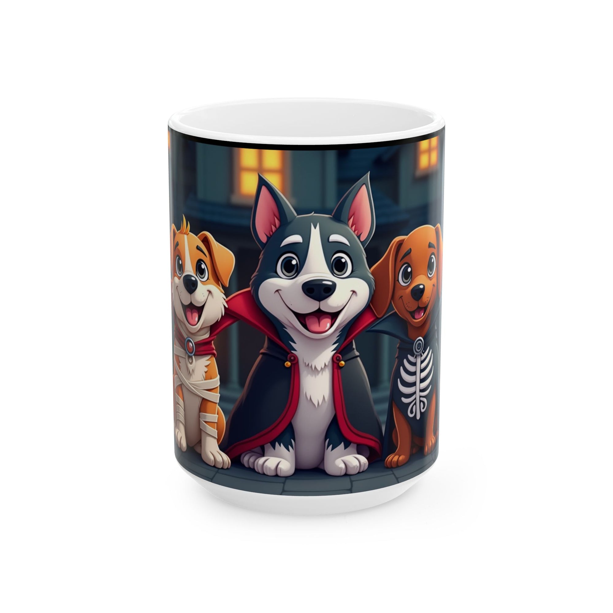 Halloween Dog Lover's Ceramic Mug, Cute Pup Design, 11oz, 15oz, Perfect for Gifts, Home Decor, Pet Lovers, Coffee, Hot Chocolate