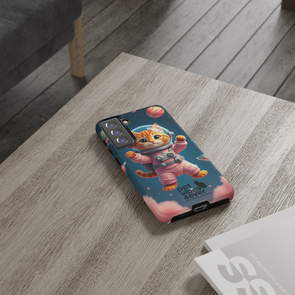 Cute Cat Phone Case, Astronaut Cat Case, Pet Lover Gift, Space Theme Accessories, Galaxy Cat Phone Cover
