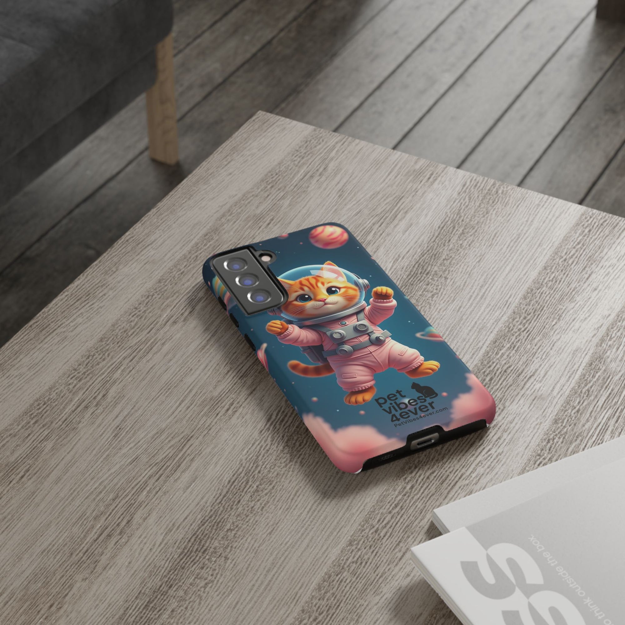 Cute Cat Phone Case, Astronaut Cat Case, Pet Lover Gift, Space Theme Accessories, Galaxy Cat Phone Cover