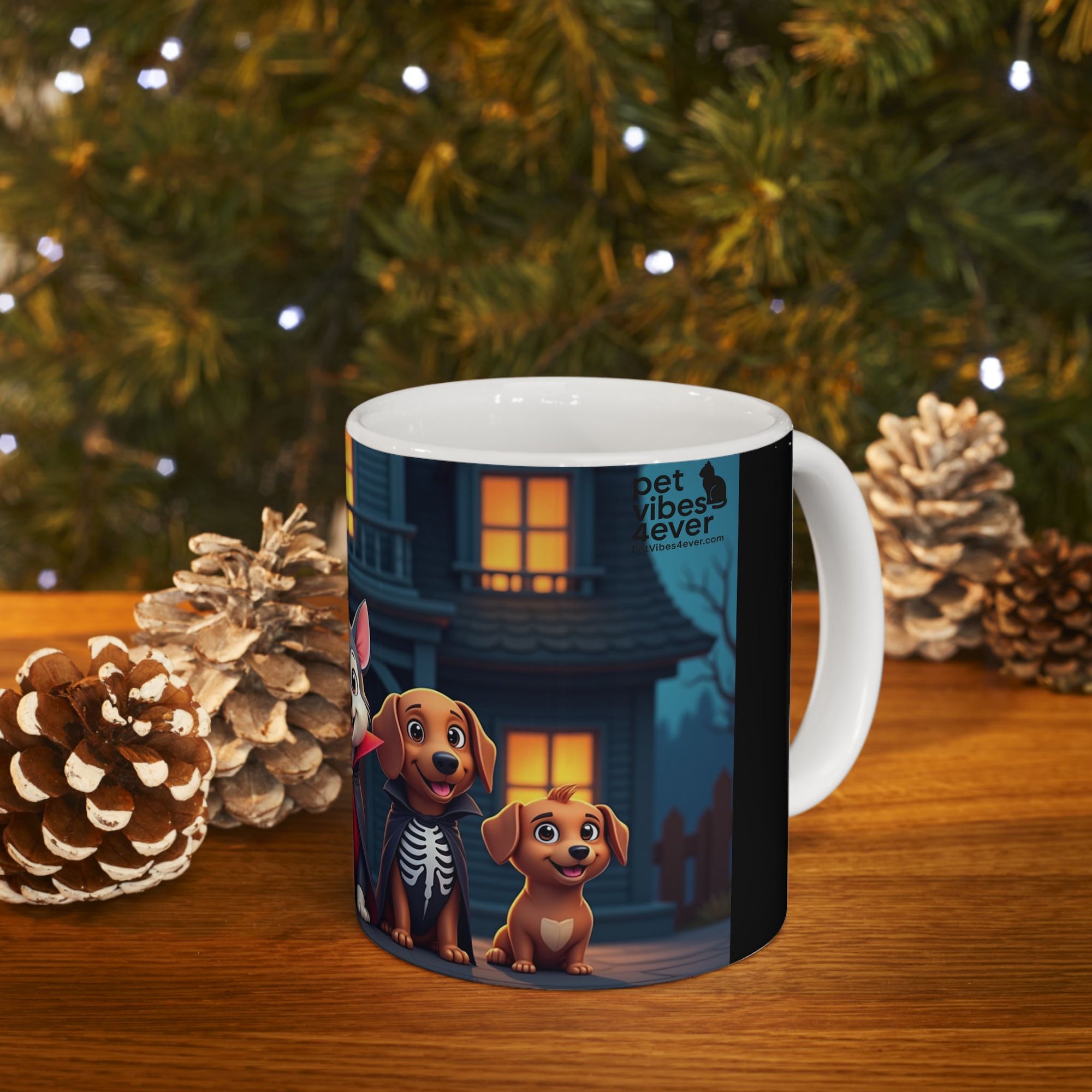 Halloween Dog Lovers Mug, Cute Canine Gift, Pet Owner Coffee Cup, Trick or Treat Drinkware, Spooky Pet Mug