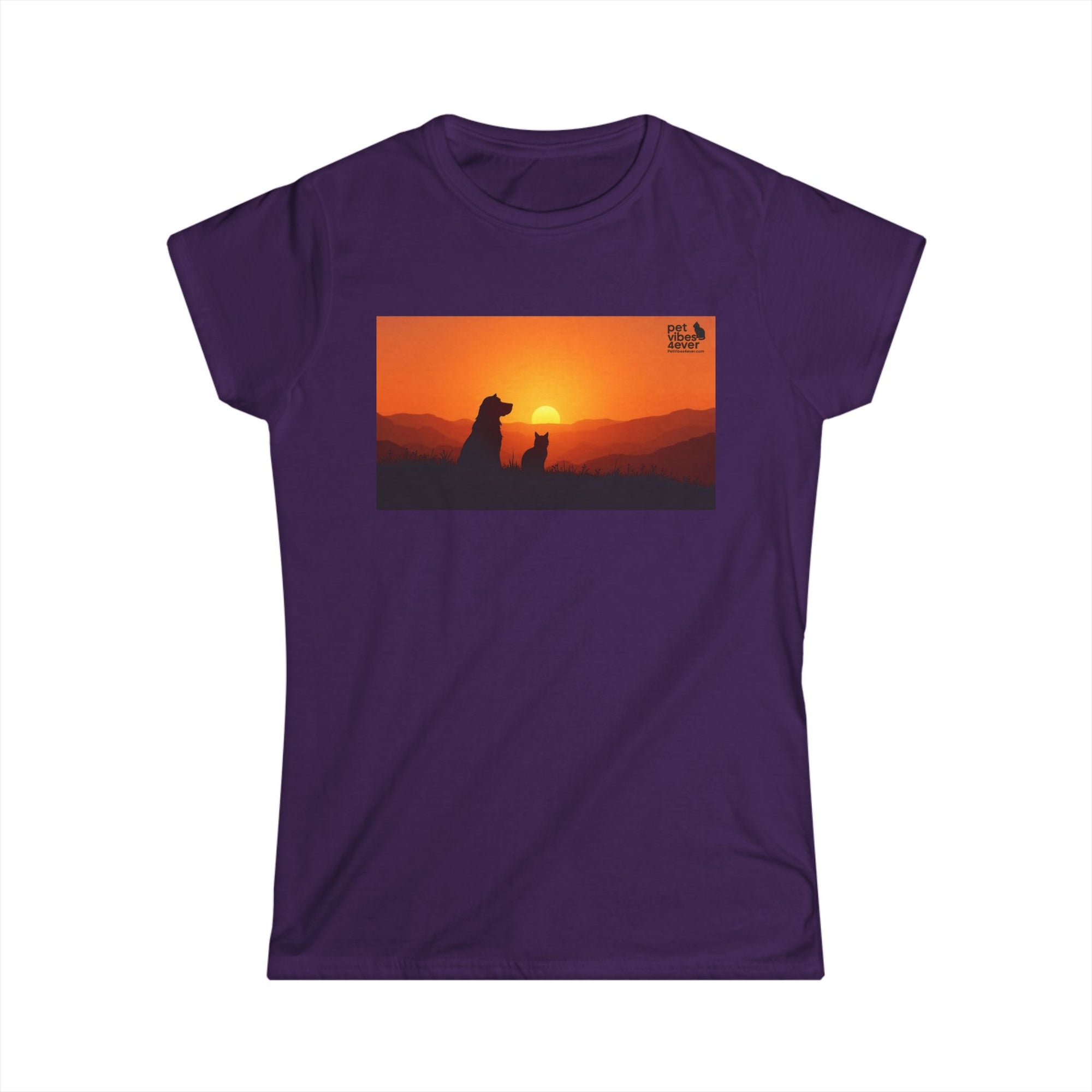 Women's Sunset Dog Lovers Tee, Cute Pet Lover Shirt, Animal Lover Gift, Casual Wear, Summer Top, Dog Mom Apparel