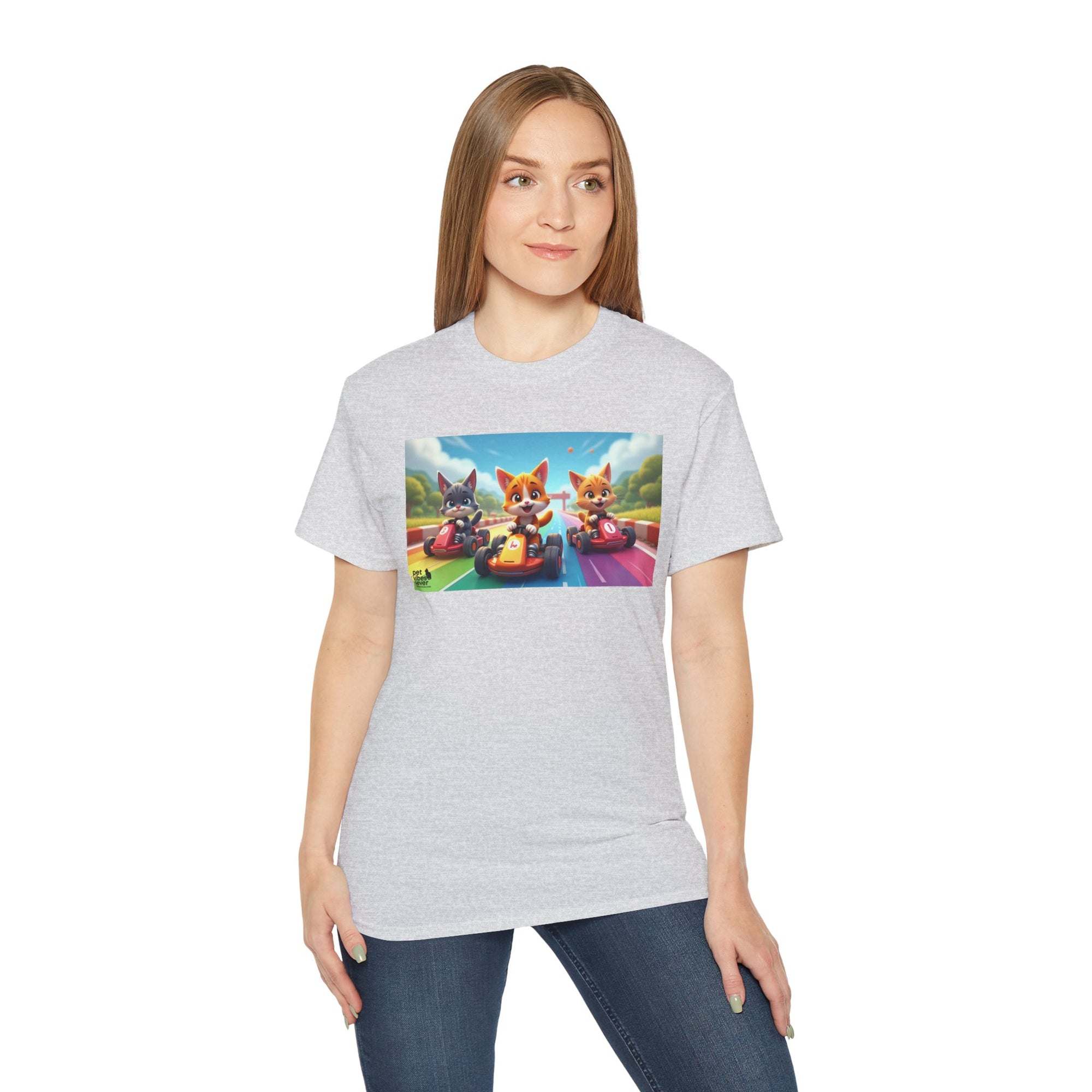 Cartoon Racing Friends Unisex Tee, Fun Gift for Gamers, Kid-Approved Style, Birthday Present, Family Game Night Apparel