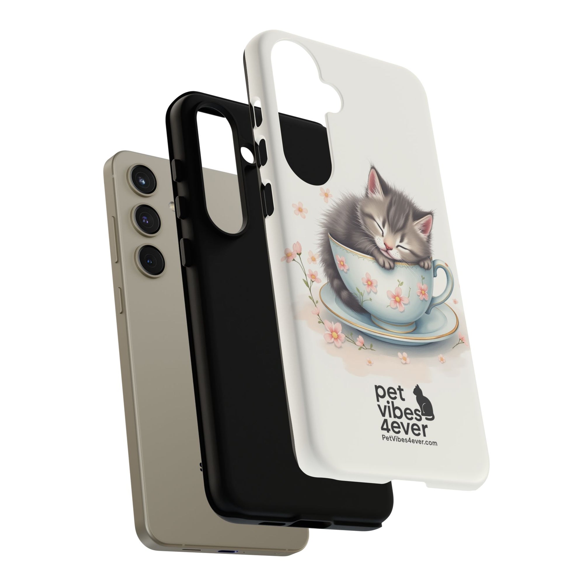 Cute Cat Phone Case, Pet Lover Gift, Soft Kitty Design, Floral Tech Accessory, Unique Animal Case, iPhone Cover, Birthday Present