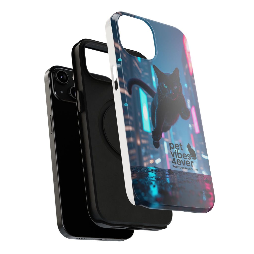 Cat-Themed Phone Case with Pet Vibes Design, Impact-Resistant Phone Case, Gift for Cat Lovers, Cute Pet Merchandise, Stylish Phone Accessory