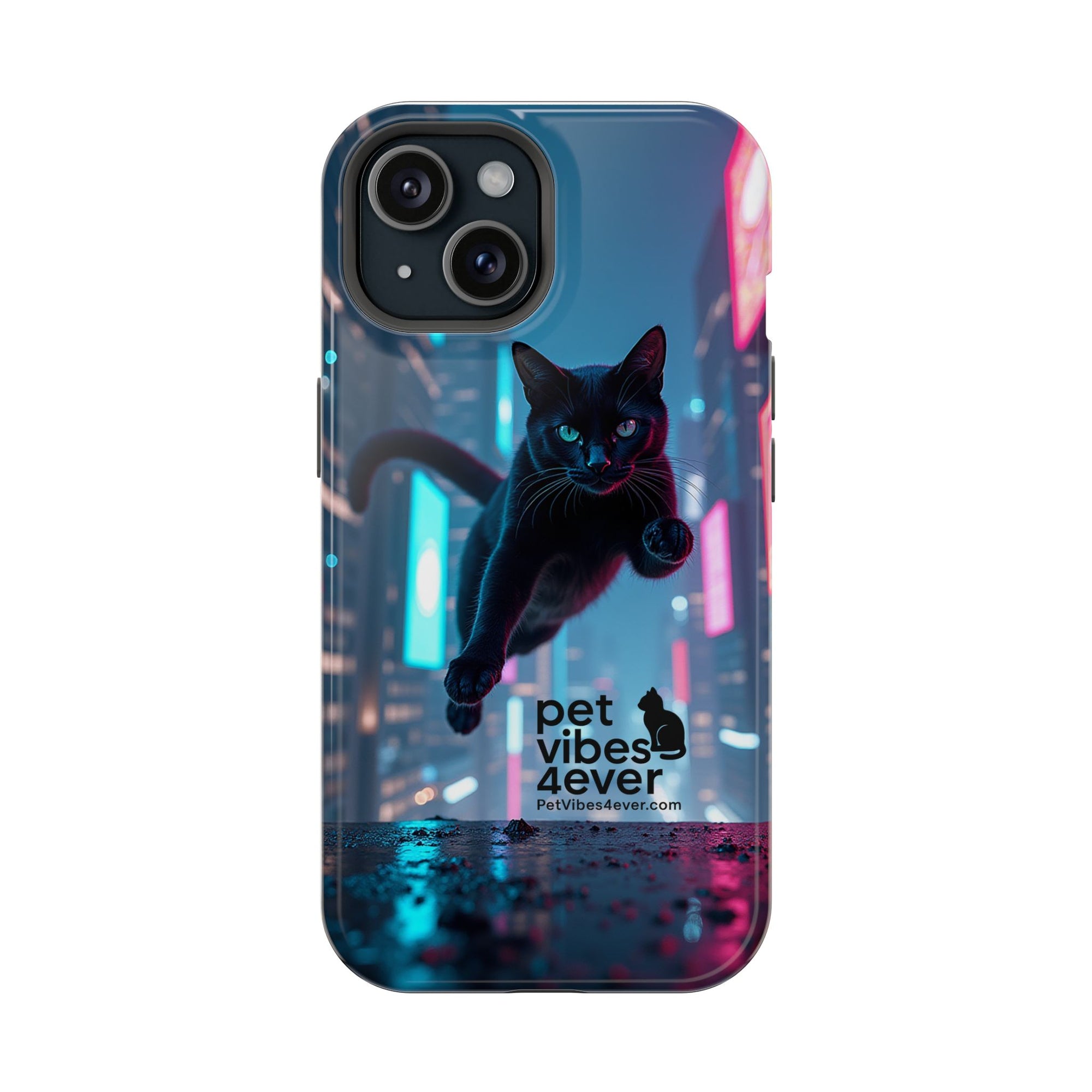 Cat-Themed Phone Case with Pet Vibes Design, Impact-Resistant Phone Case, Gift for Cat Lovers, Cute Pet Merchandise, Stylish Phone Accessory