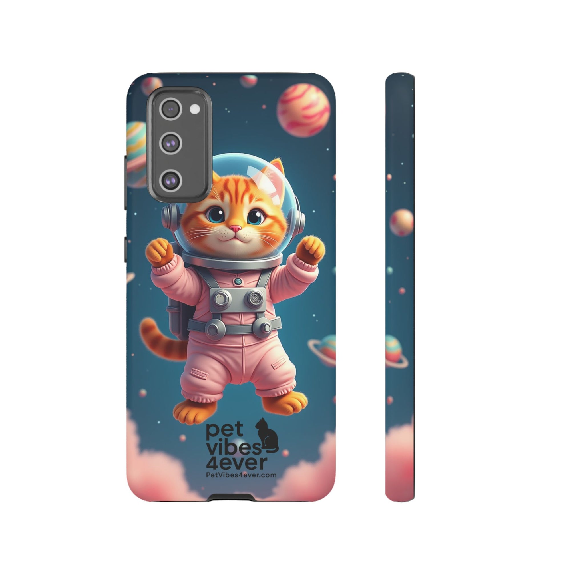 Cute Cat Phone Case, Astronaut Cat Case, Pet Lover Gift, Space Theme Accessories, Galaxy Cat Phone Cover
