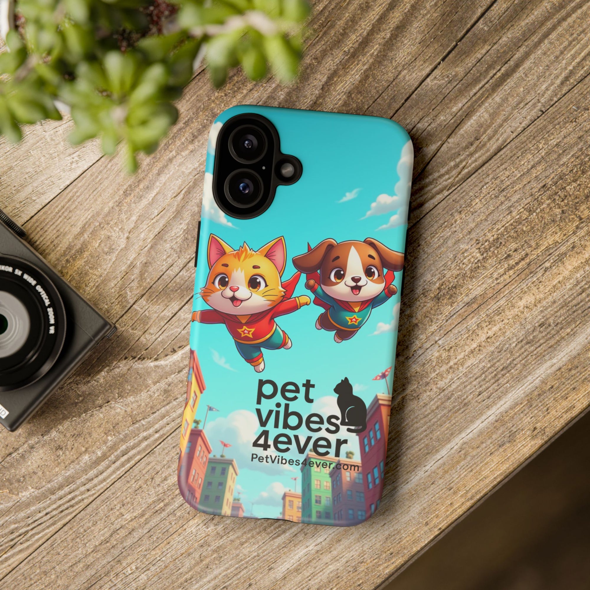 Pet Vibes Phone Case - Playful Cat and Dog Design, Animal Lover Gift, Cute Pet Accessory, Colorful Phone Cover, Fun Pet Gifts