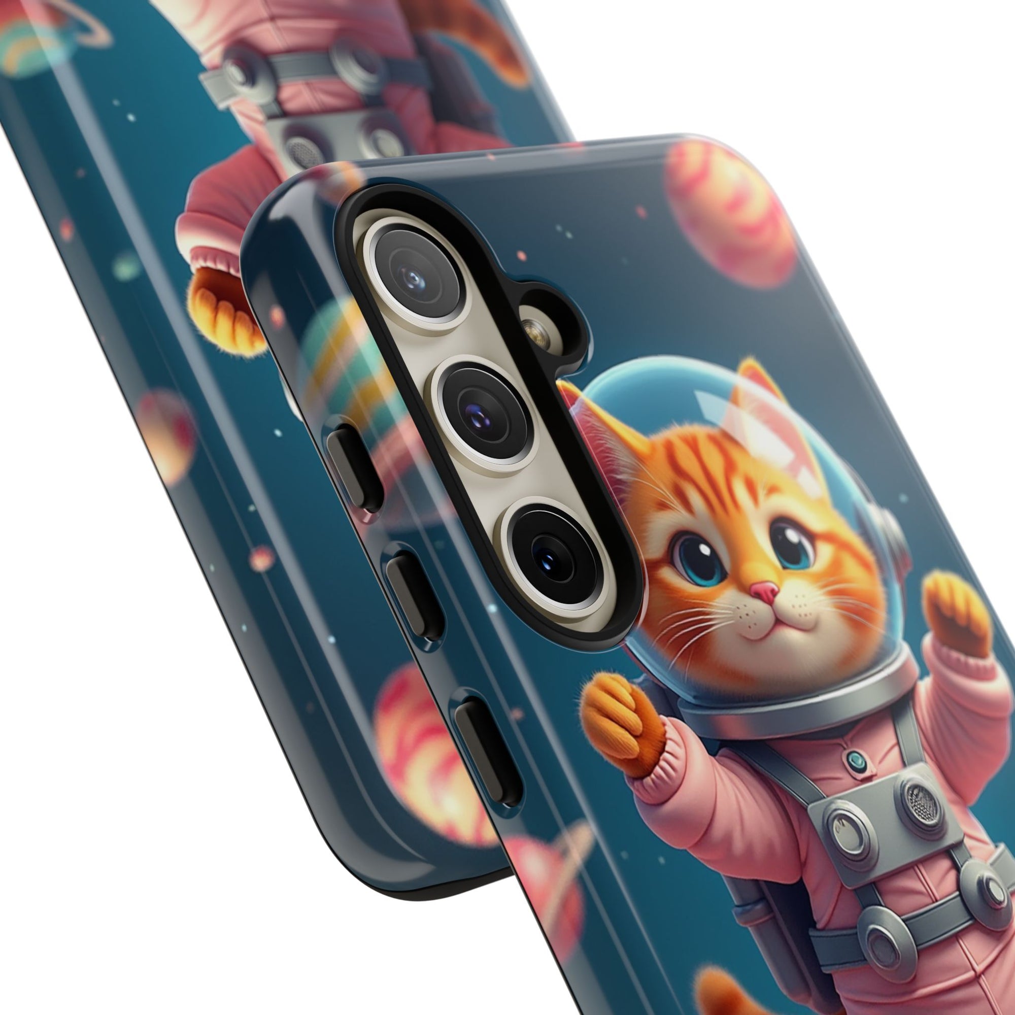 Cute Cat Phone Case, Astronaut Cat Case, Pet Lover Gift, Space Theme Accessories, Galaxy Cat Phone Cover