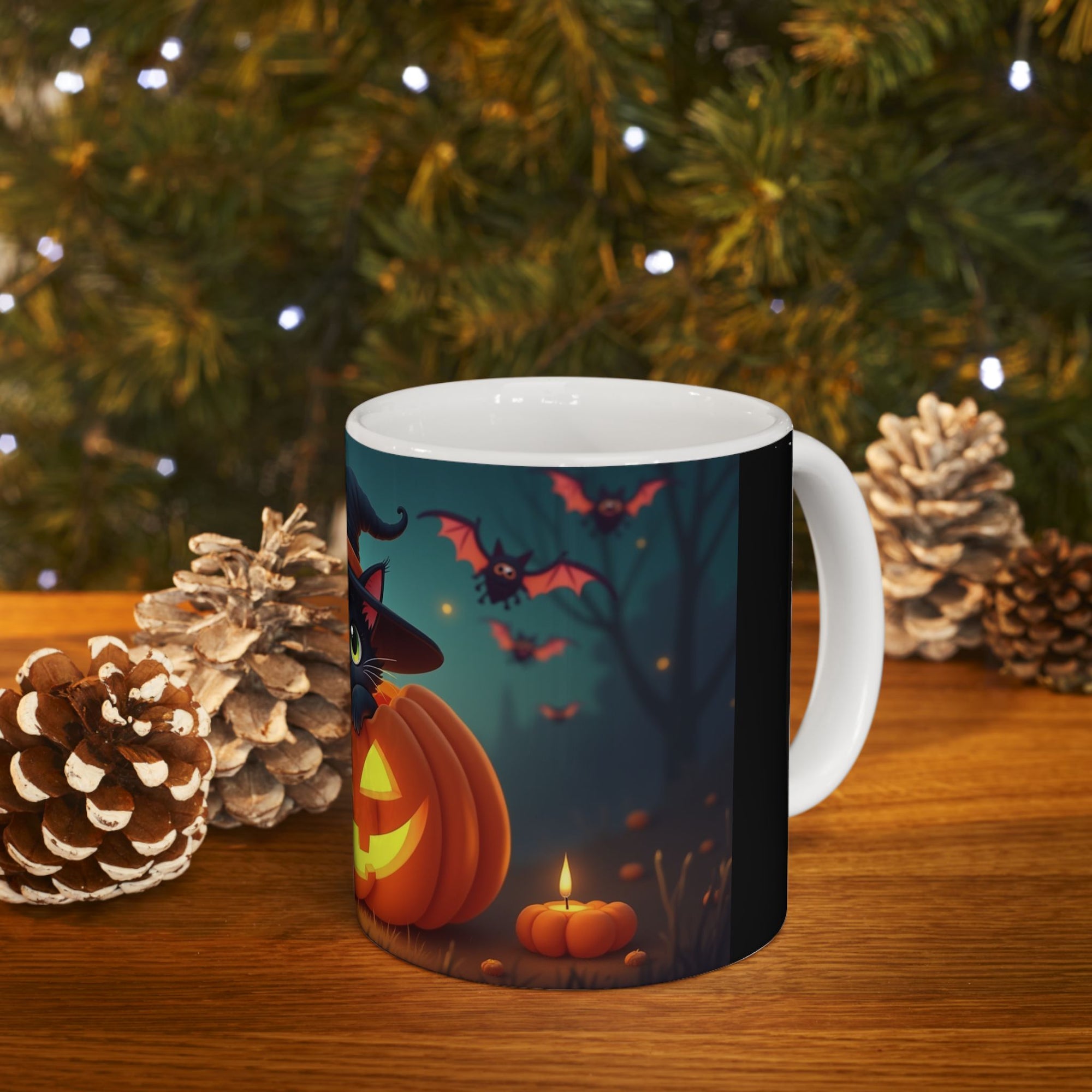 Halloween Cat Ceramic Mug, Cute Black Cat Mug, Pumpkin Mug, Seasonal Drinkware, Halloween Gift, Cozy Fall Decor