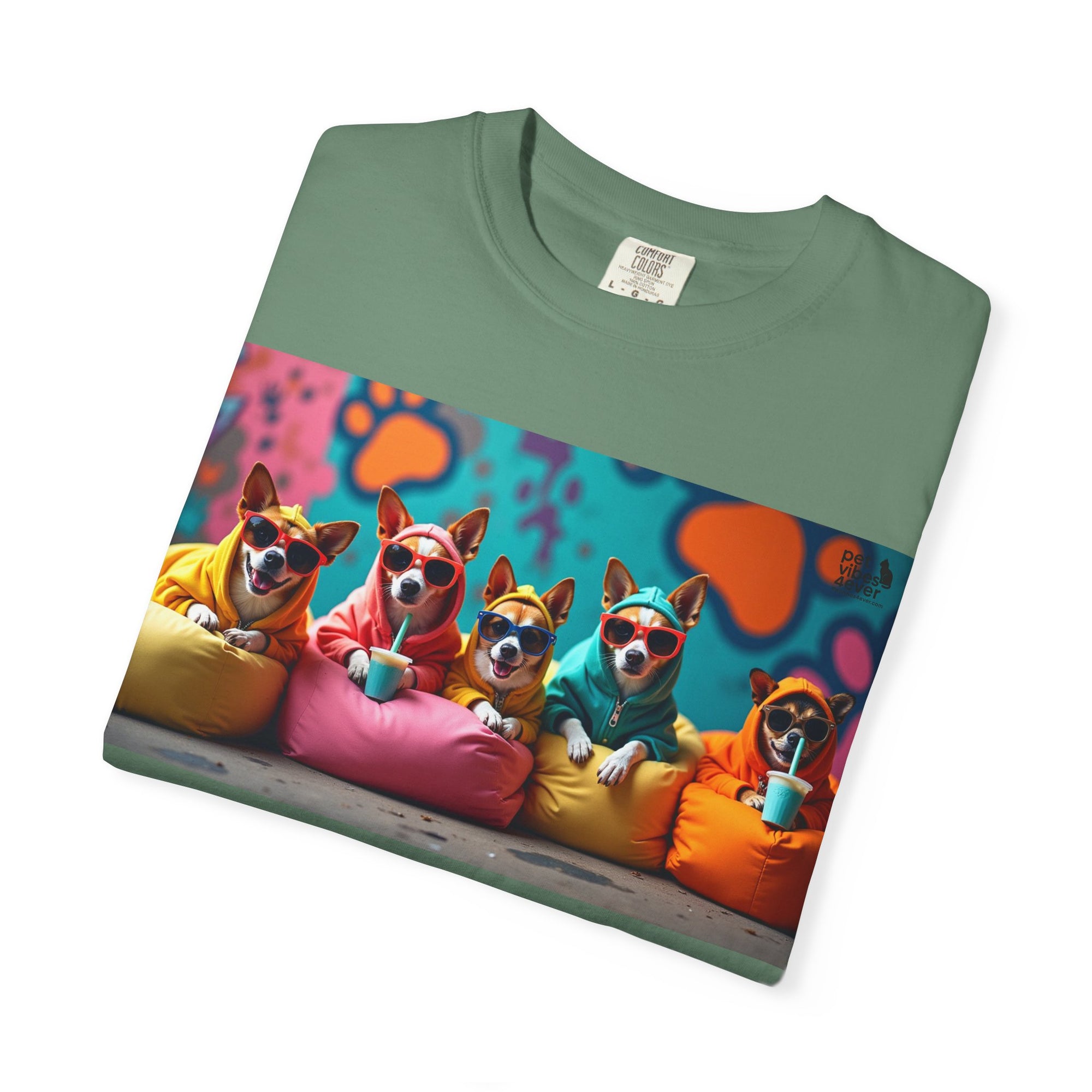 Playful Dog-Themed Unisex Garment-Dyed T-shirt, Pet Lover Gift, Casual Wear, Birthday Party Tee, Colorful Animal Art