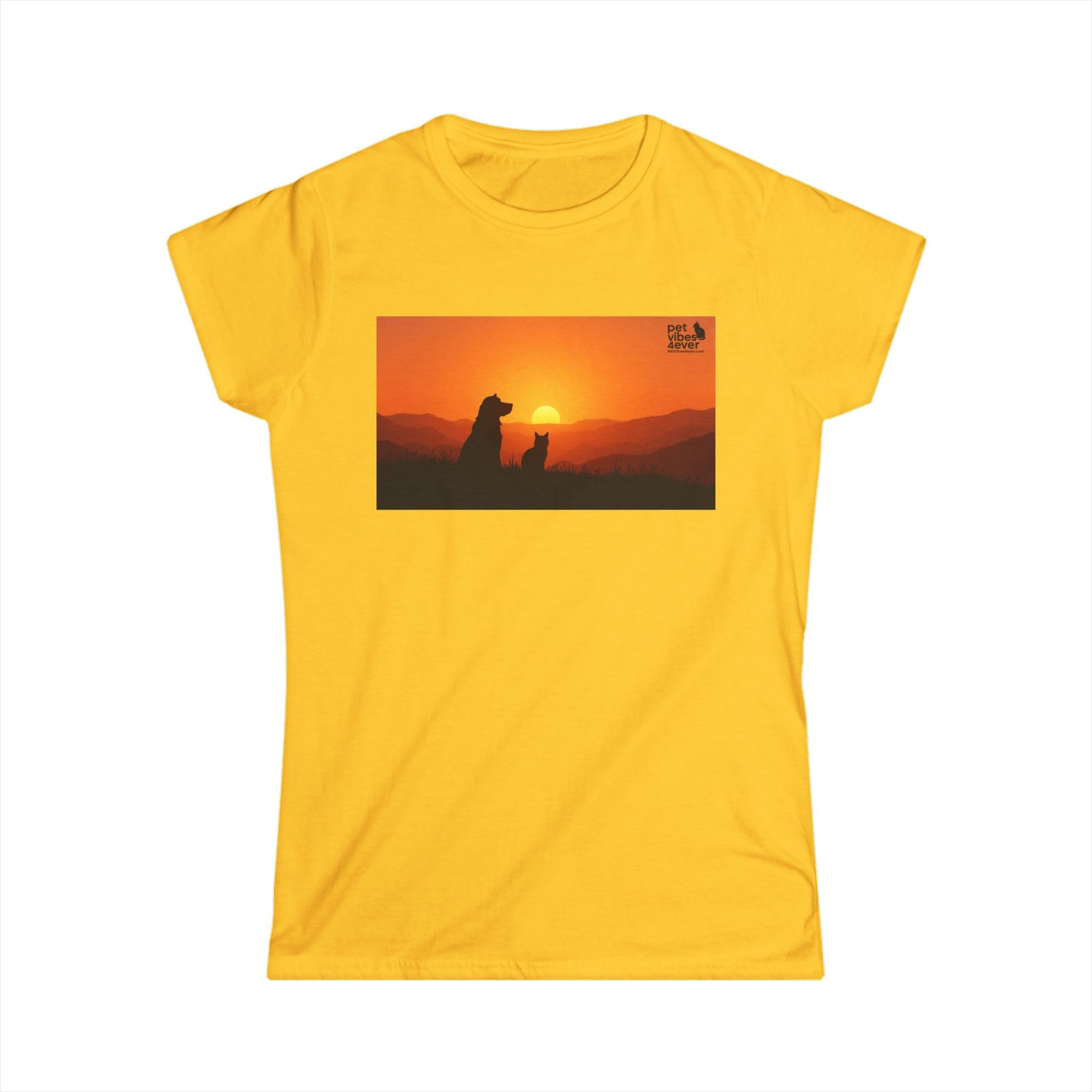 Women's Sunset Dog Lovers Tee, Cute Pet Lover Shirt, Animal Lover Gift, Casual Wear, Summer Top, Dog Mom Apparel