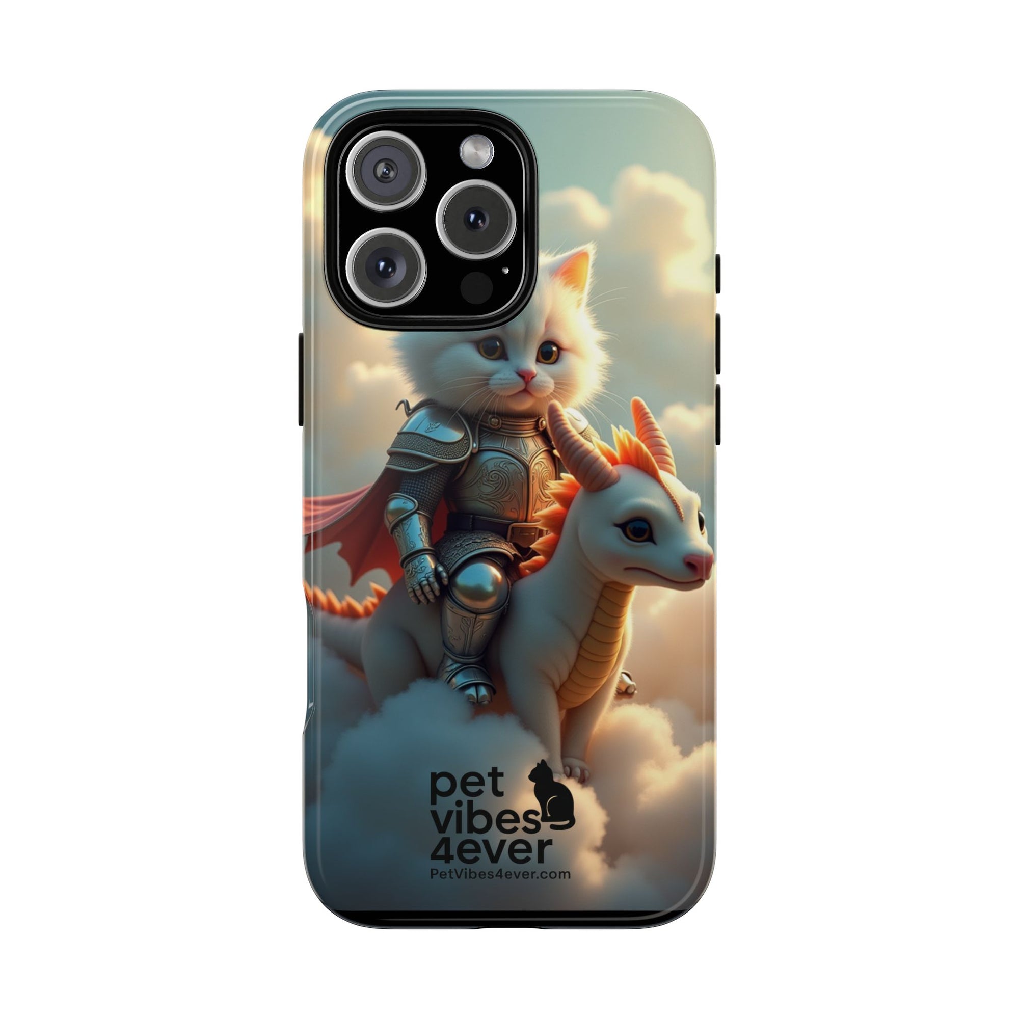 Pet Vibes Phone Case, Cute Cat and Dragon Design, Tough Phone Cover, Gift for Animal Lovers, Unique Pet Themed Accessory