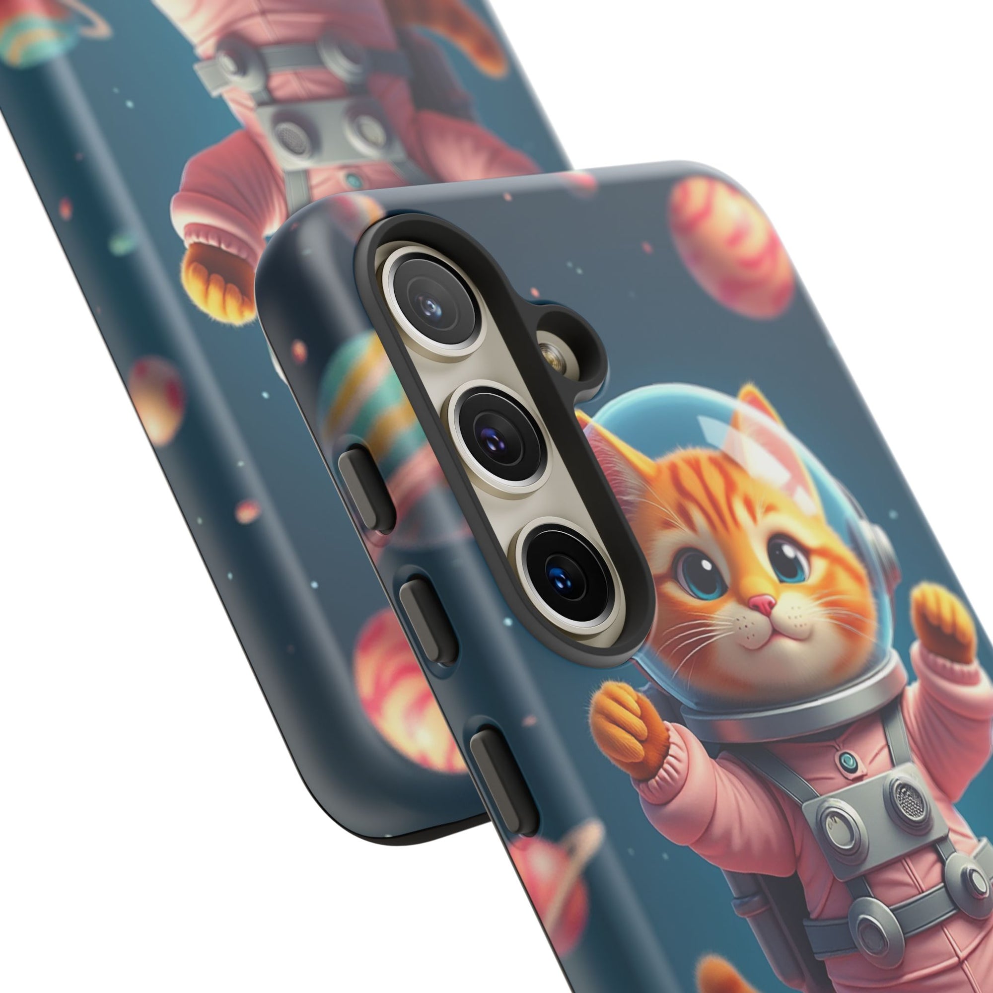 Cute Cat Phone Case, Astronaut Cat Case, Pet Lover Gift, Space Theme Accessories, Galaxy Cat Phone Cover
