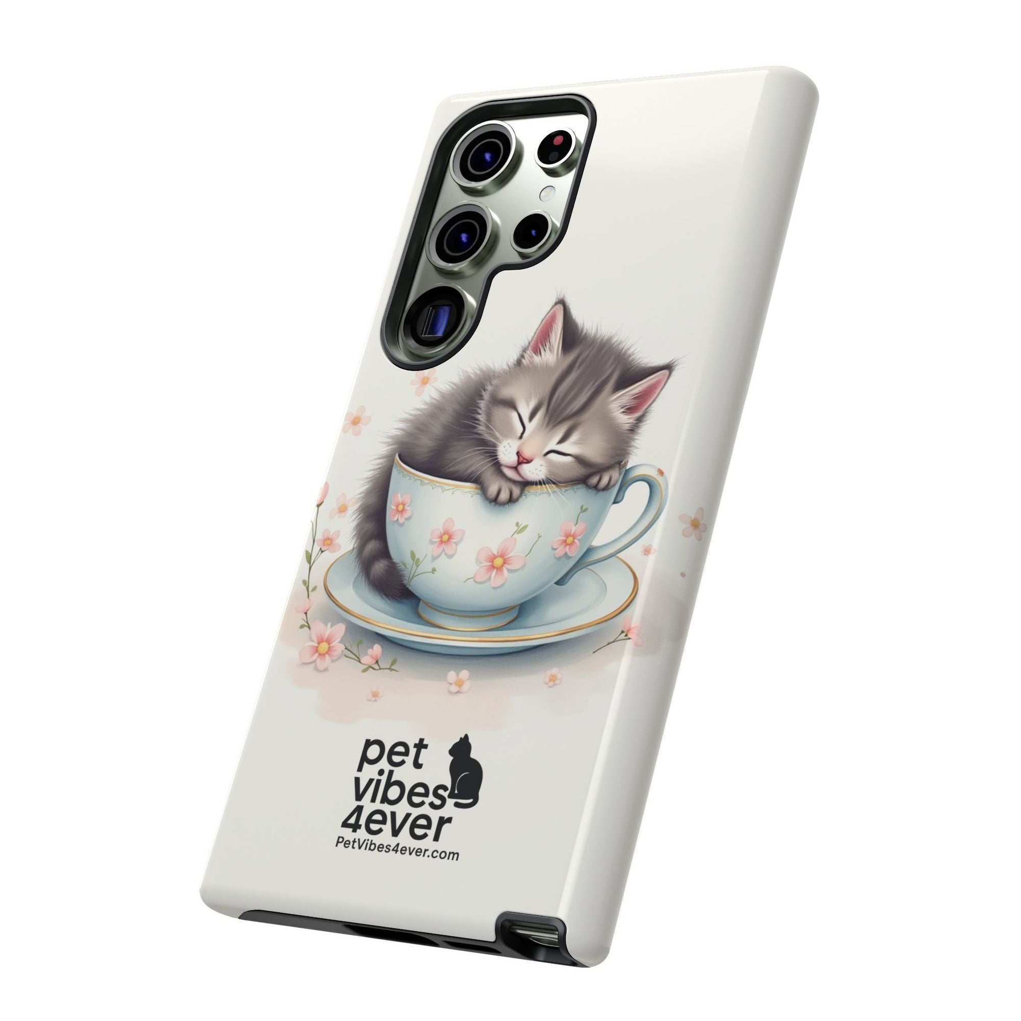 Cute Cat Phone Case, Pet Lover Gift, Soft Kitty Design, Floral Tech Accessory, Unique Animal Case, iPhone Cover, Birthday Present