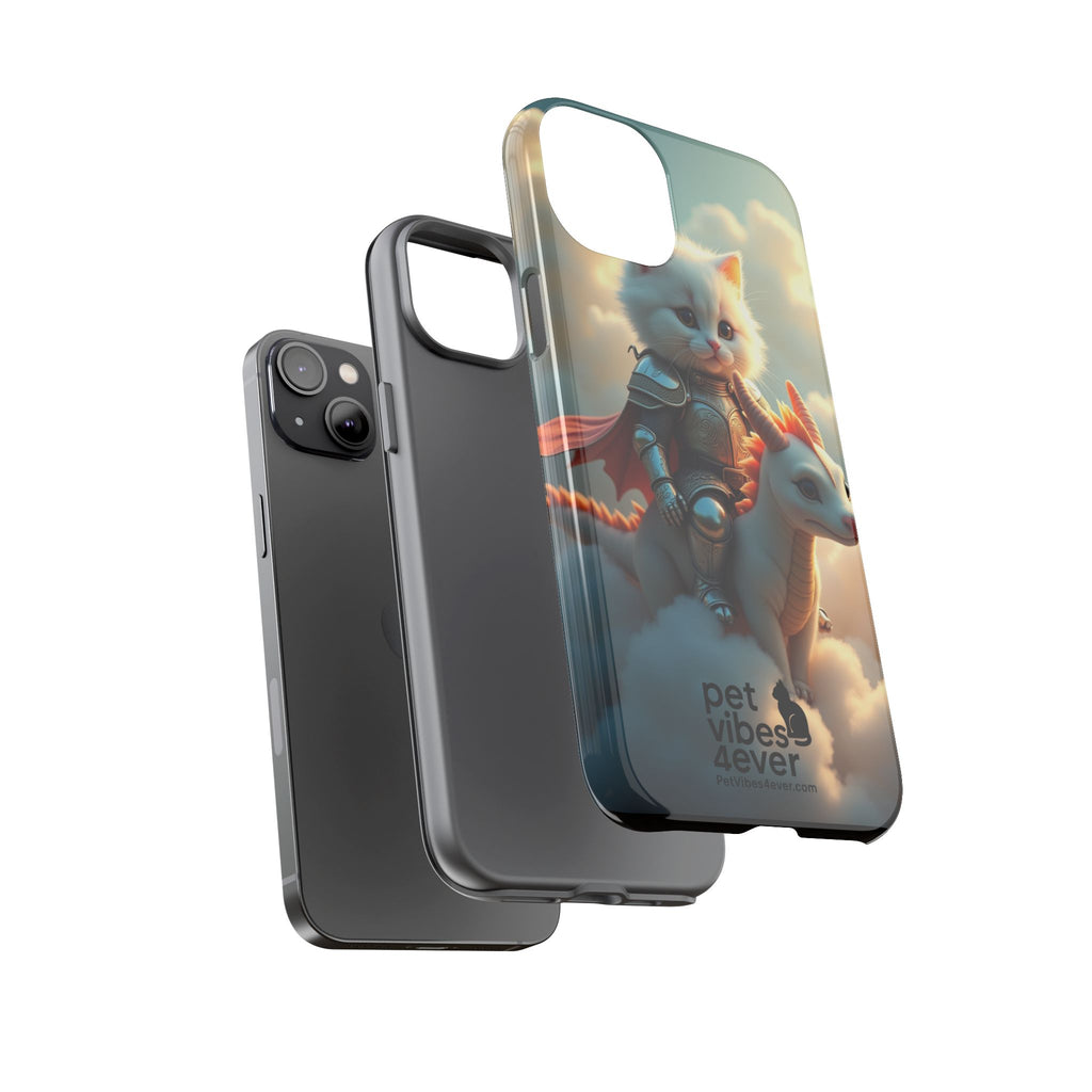 Pet Vibes Phone Case, Cute Cat and Dragon Design, Tough Phone Cover, Gift for Animal Lovers, Unique Pet Themed Accessory