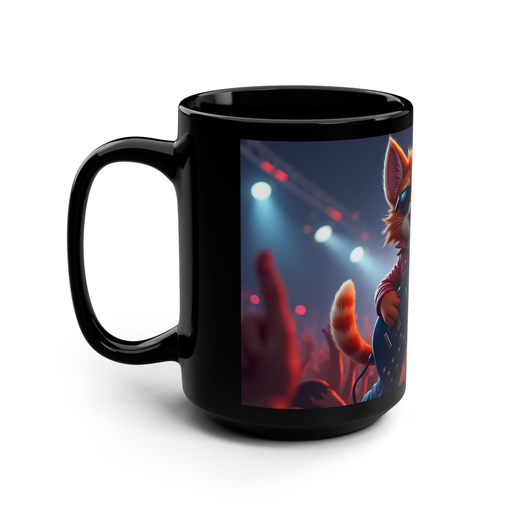 Rocking Cat Mug, 15oz Coffee Cup, Fun Gift for Pet Lovers, Music Enthusiasts, Great for Birthdays and Celebrations, Humor