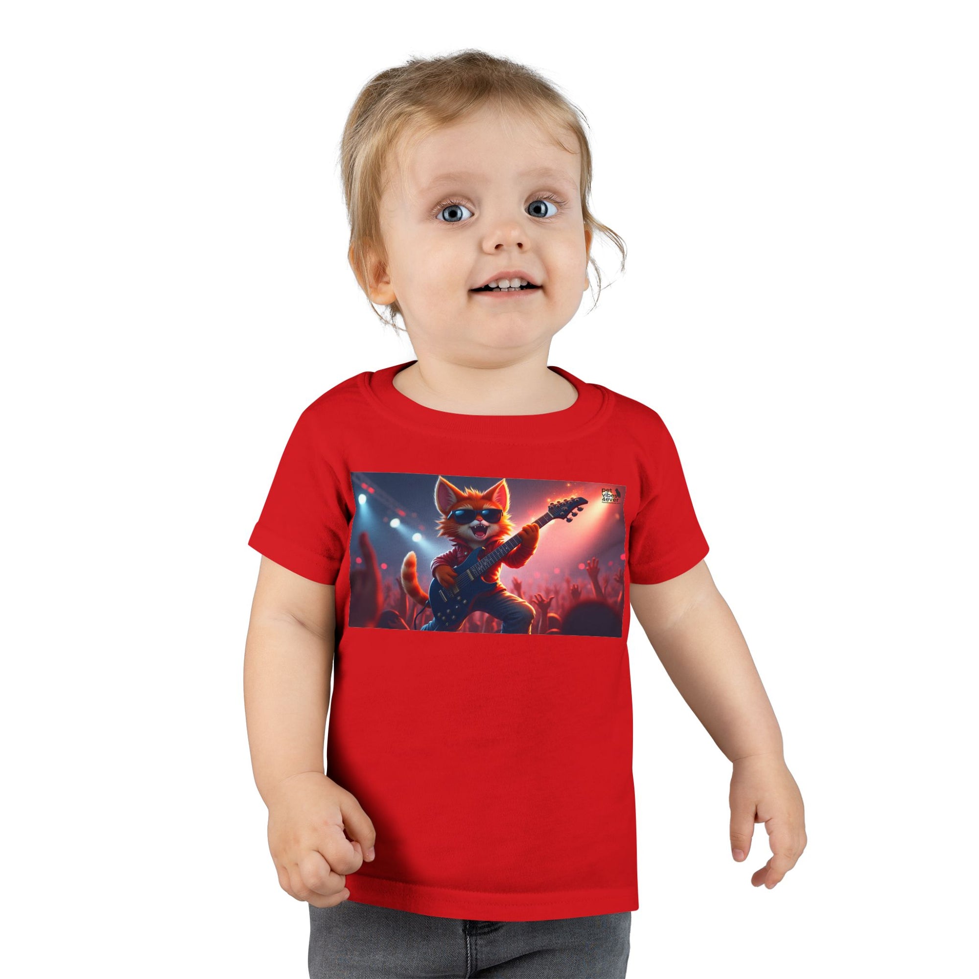 Rockstar Cat Toddler T-Shirt, Cute Graphic Tee for Kids, Birthday Gift, Music Theme Apparel, Fun Kids Outfit, Playful Toddler Top