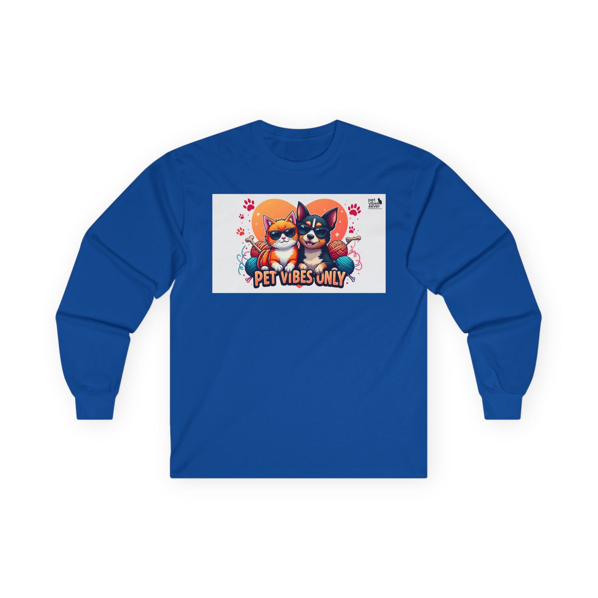 Cute Pet Vibes Long Sleeve Tee, Animal Lover Gift, Cat and Dog Tee, Fun Casual Wear, Perfect for Pet Owners