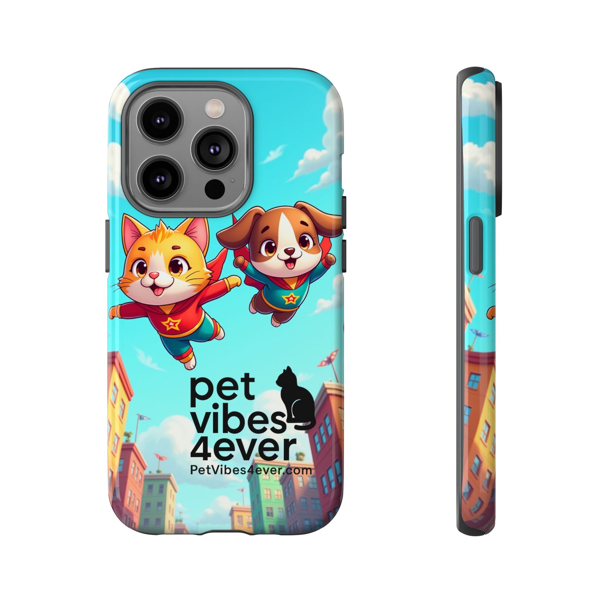 Pet Vibes Phone Case - Playful Cat and Dog Design, Animal Lover Gift, Cute Pet Accessory, Colorful Phone Cover, Fun Pet Gifts