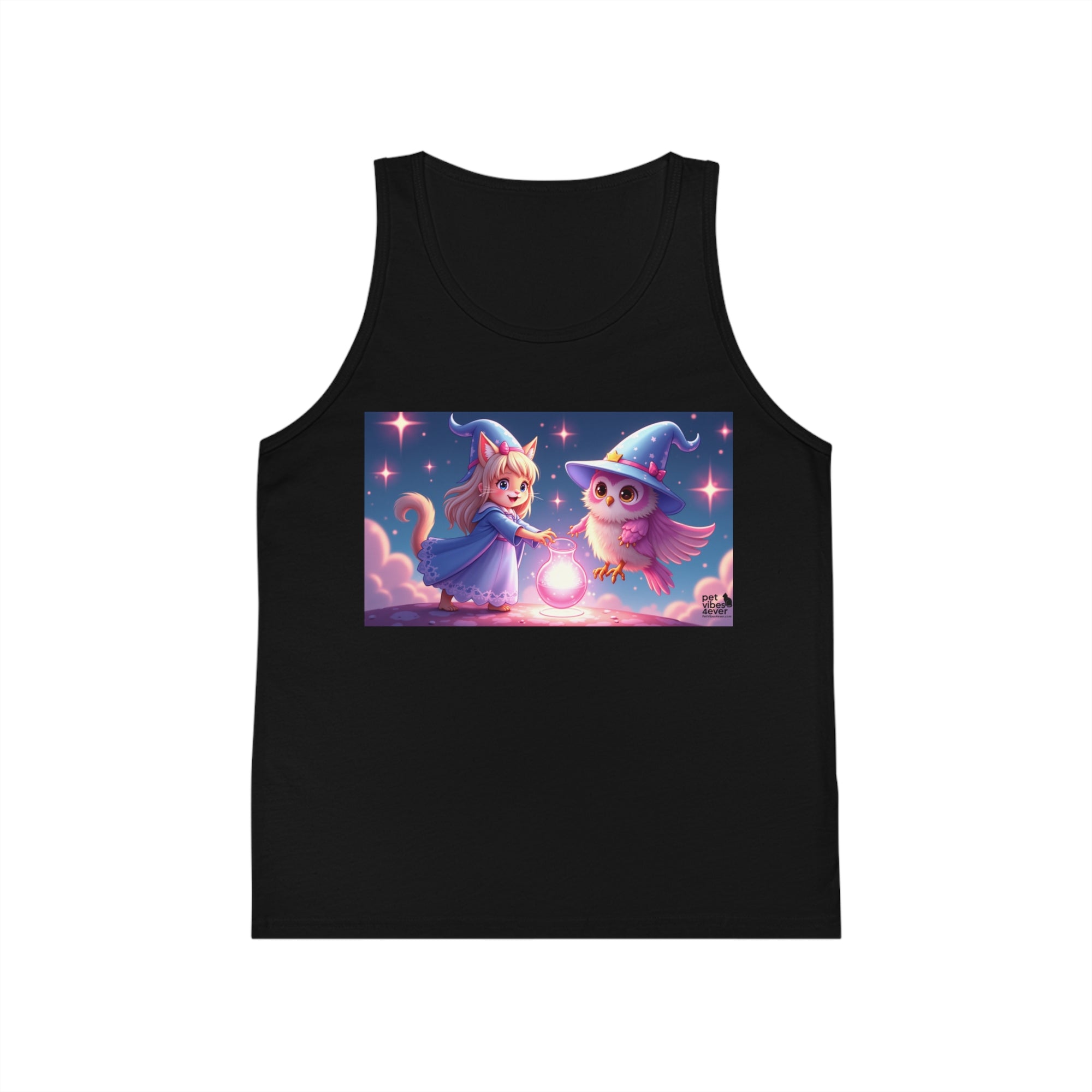 Magical Kids Jersey Tank Top, Cute Animal Art Tank, Summer Wear for Kids, Birthday Gift, Fun Playtime Apparel, Princess Owl Design