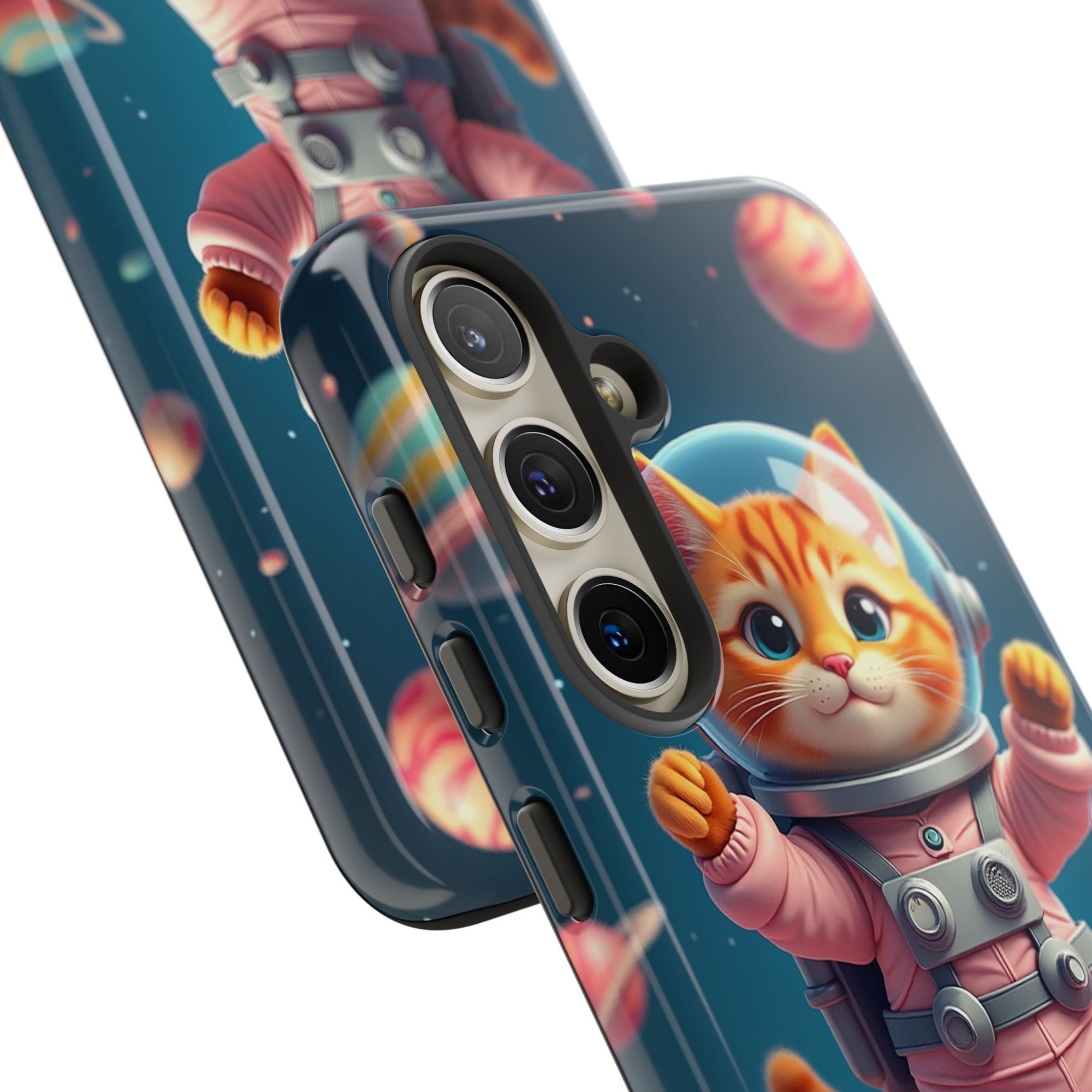 Cute Cat Phone Case, Astronaut Cat Case, Pet Lover Gift, Space Theme Accessories, Galaxy Cat Phone Cover