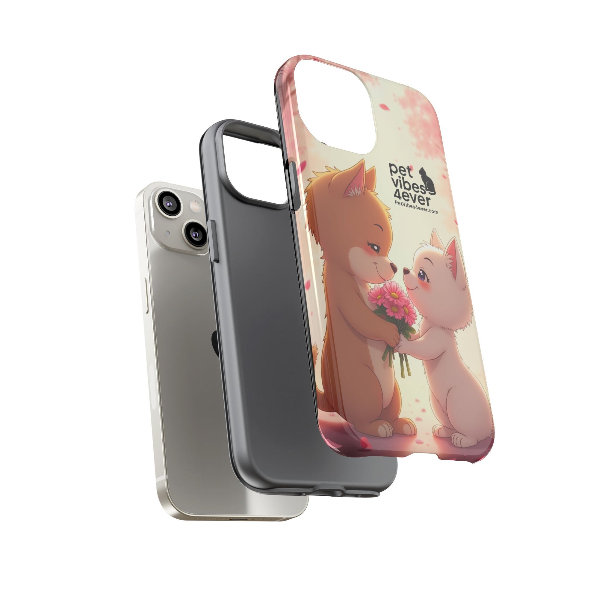 Cute Pet Phone Case, Animal Lovers Gift, Valentine’s Day Present, Custom Phone Cover, Happy Couple Design, Pet Vibes Forever