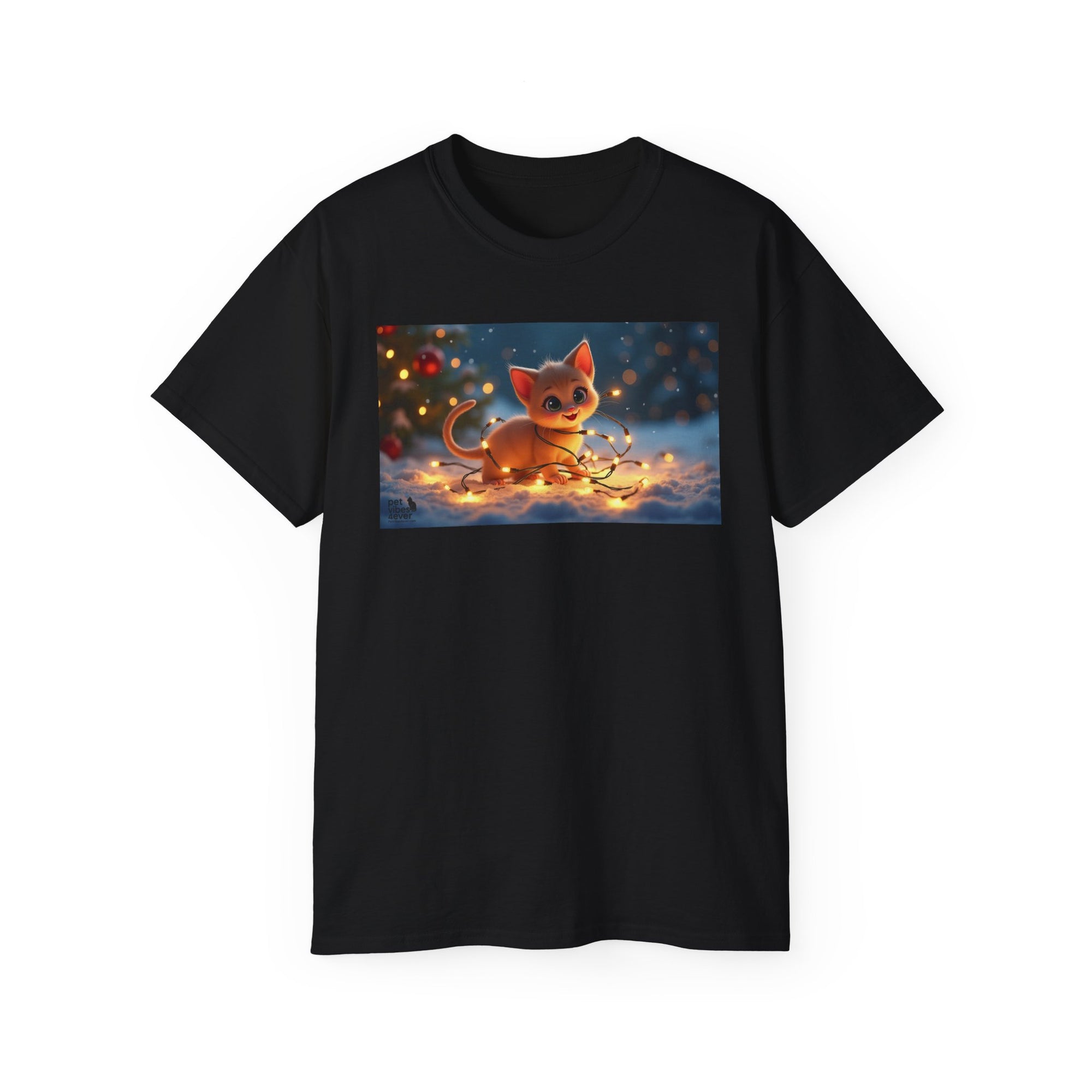 Cute Cat Christmas Tee, Cozy Unisex Cotton Shirt for Cat Lovers, Holiday Gift, Casual Wear, Festive Apparel