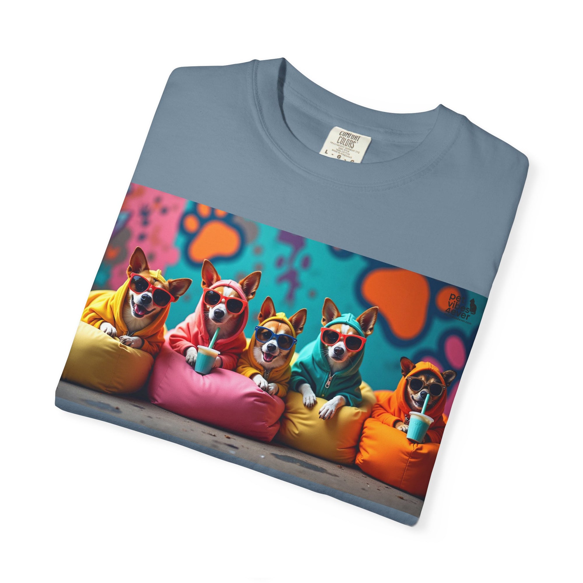 Playful Dog-Themed Unisex Garment-Dyed T-shirt, Pet Lover Gift, Casual Wear, Birthday Party Tee, Colorful Animal Art