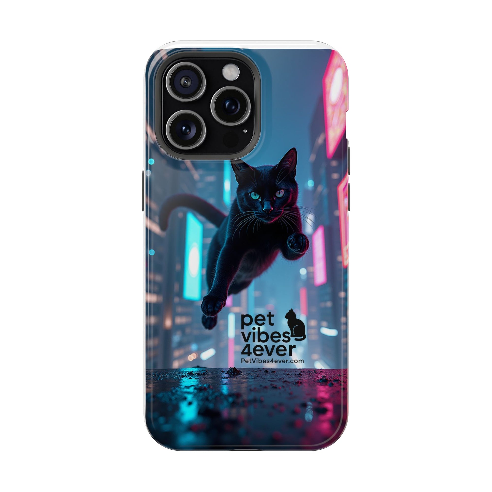Cat-Themed Phone Case with Pet Vibes Design, Impact-Resistant Phone Case, Gift for Cat Lovers, Cute Pet Merchandise, Stylish Phone Accessory
