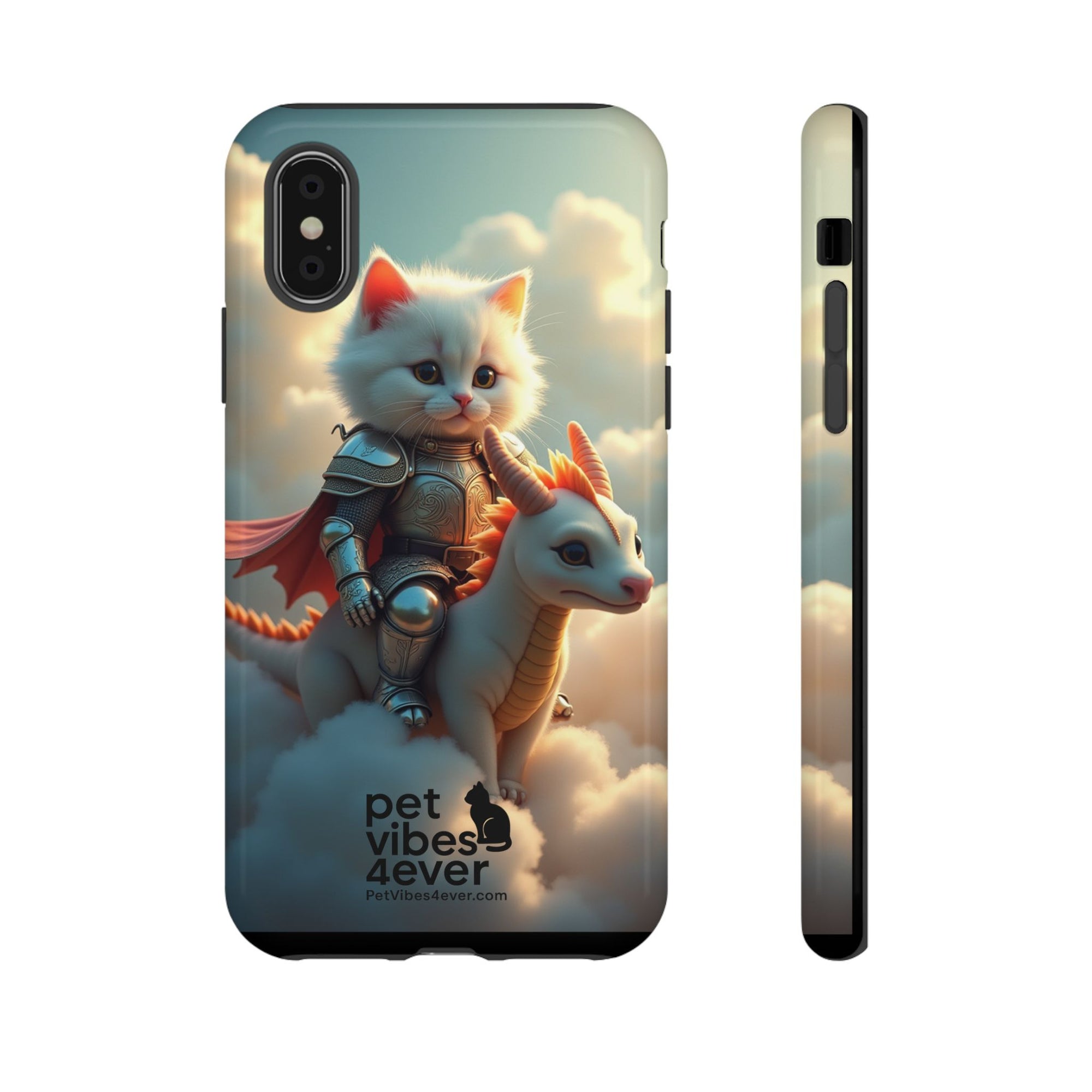Pet Vibes Phone Case, Cute Cat and Dragon Design, Tough Phone Cover, Gift for Animal Lovers, Unique Pet Themed Accessory