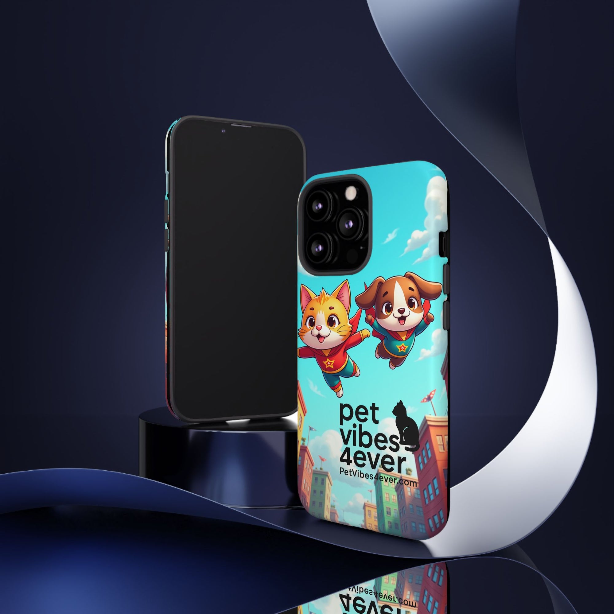 Pet Vibes Phone Case - Playful Cat and Dog Design, Animal Lover Gift, Cute Pet Accessory, Colorful Phone Cover, Fun Pet Gifts