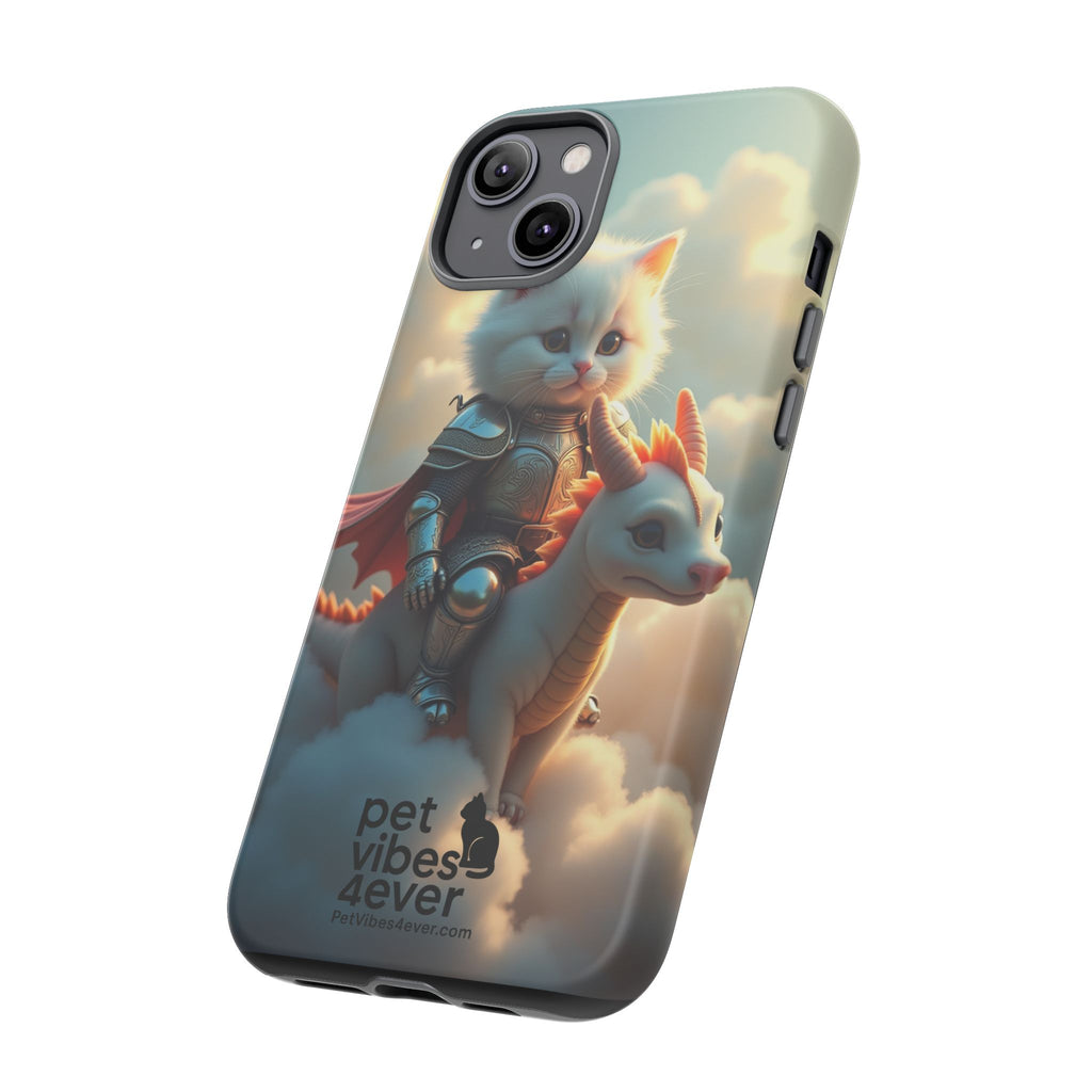 Pet Vibes Phone Case, Cute Cat and Dragon Design, Tough Phone Cover, Gift for Animal Lovers, Unique Pet Themed Accessory