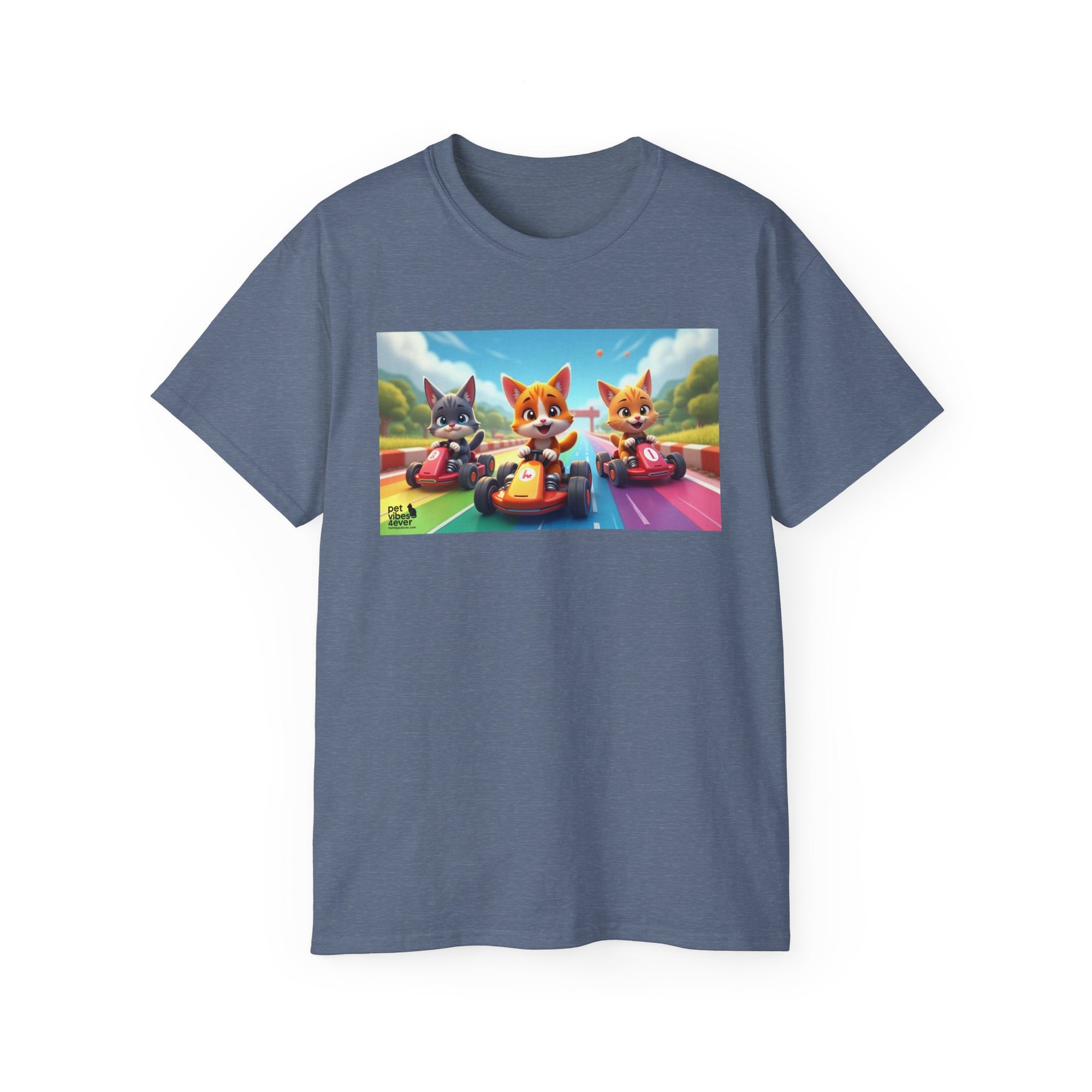 Cartoon Racing Friends Unisex Tee, Fun Gift for Gamers, Kid-Approved Style, Birthday Present, Family Game Night Apparel