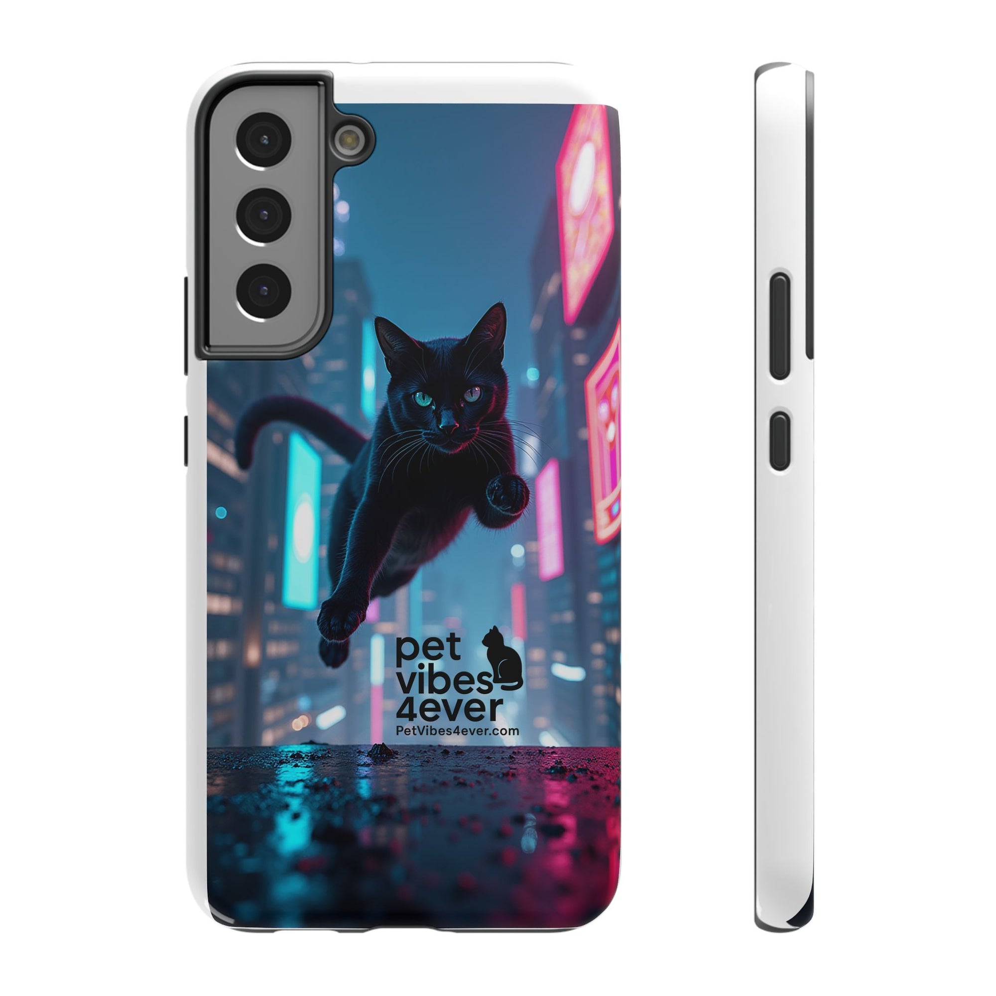Cat-Themed Phone Case with Pet Vibes Design, Impact-Resistant Phone Case, Gift for Cat Lovers, Cute Pet Merchandise, Stylish Phone Accessory