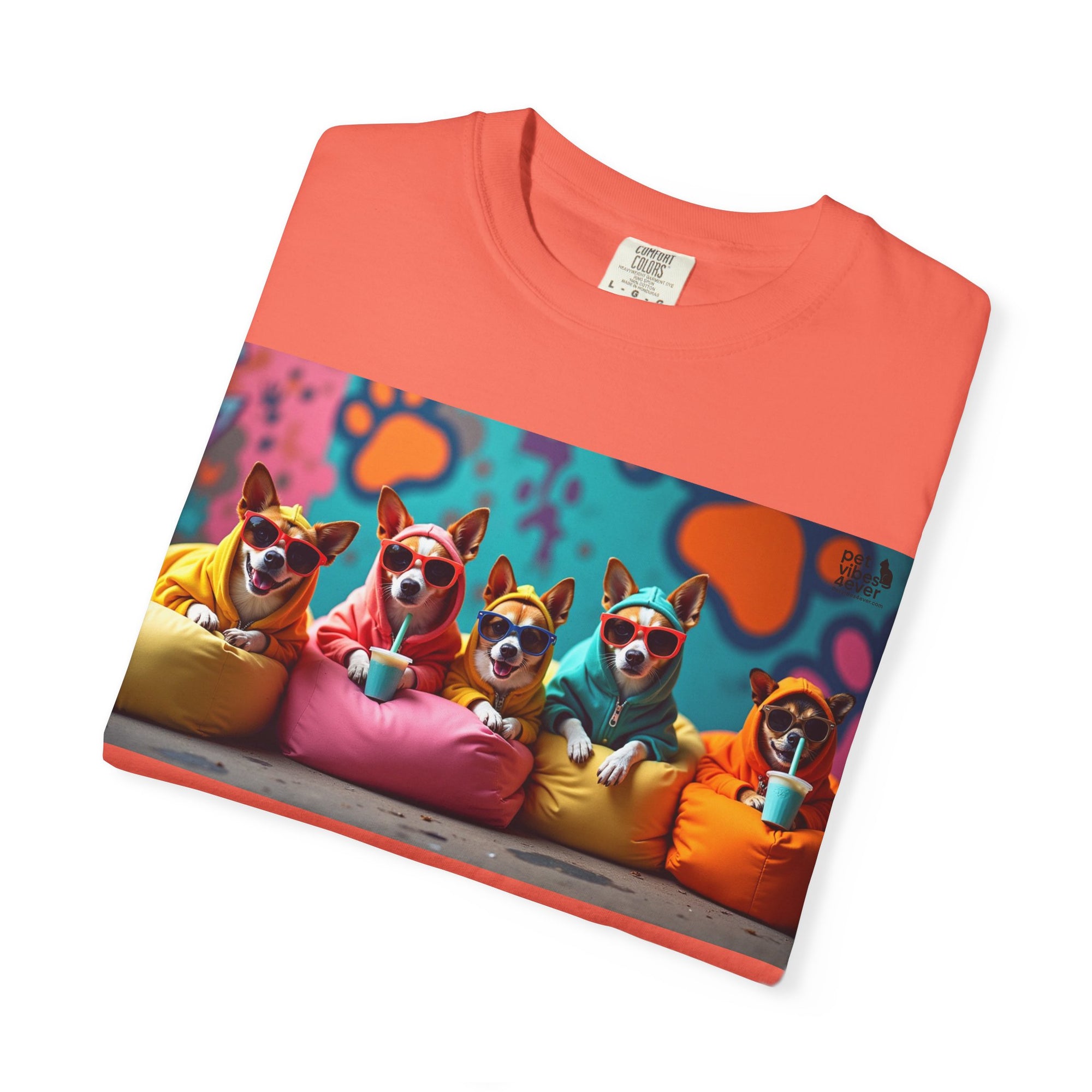 Playful Dog-Themed Unisex Garment-Dyed T-shirt, Pet Lover Gift, Casual Wear, Birthday Party Tee, Colorful Animal Art