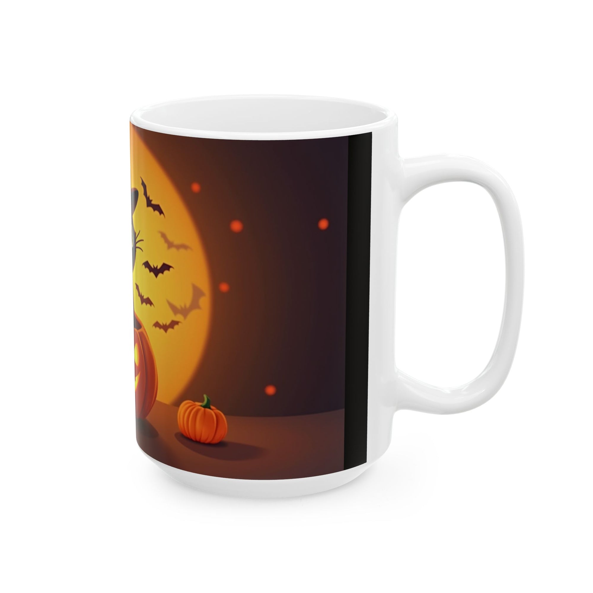 Halloween Cat Ceramic Mug - Cute Black Cat, Pumpkin Design, Coffee Mug, Halloween Decor, Cat Lover Gift, Spooky Season