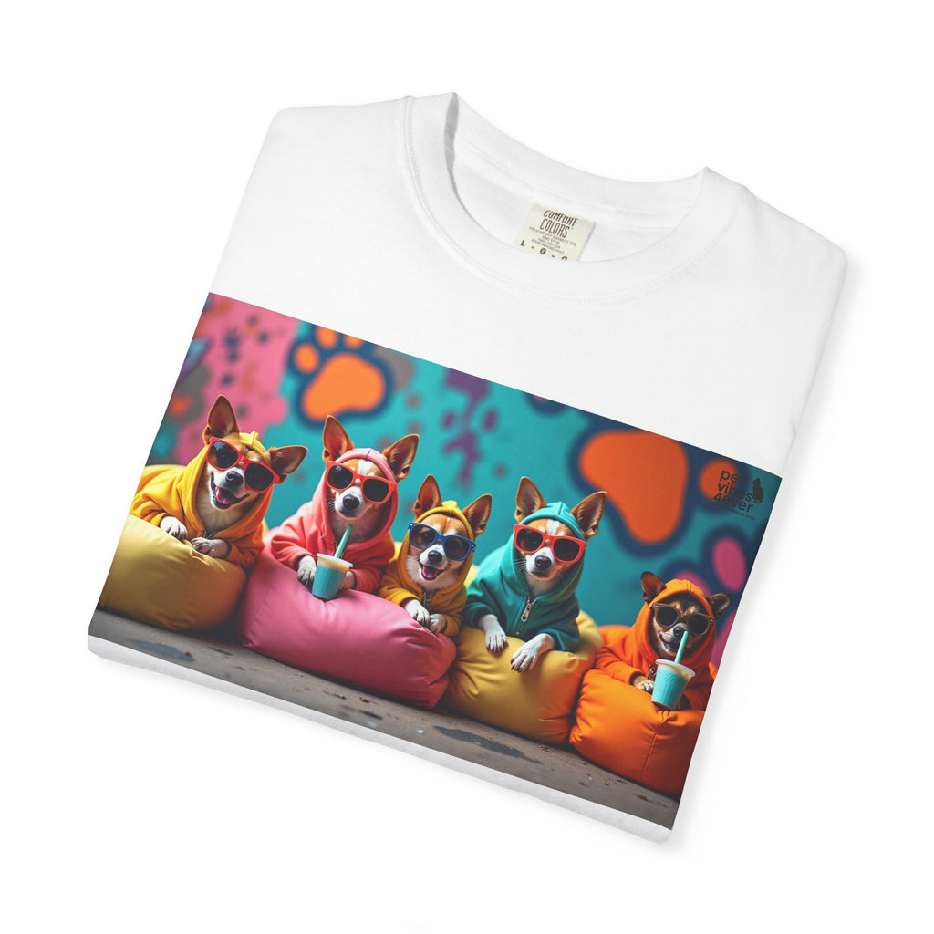 Playful Dog-Themed Unisex Garment-Dyed T-shirt, Pet Lover Gift, Casual Wear, Birthday Party Tee, Colorful Animal Art