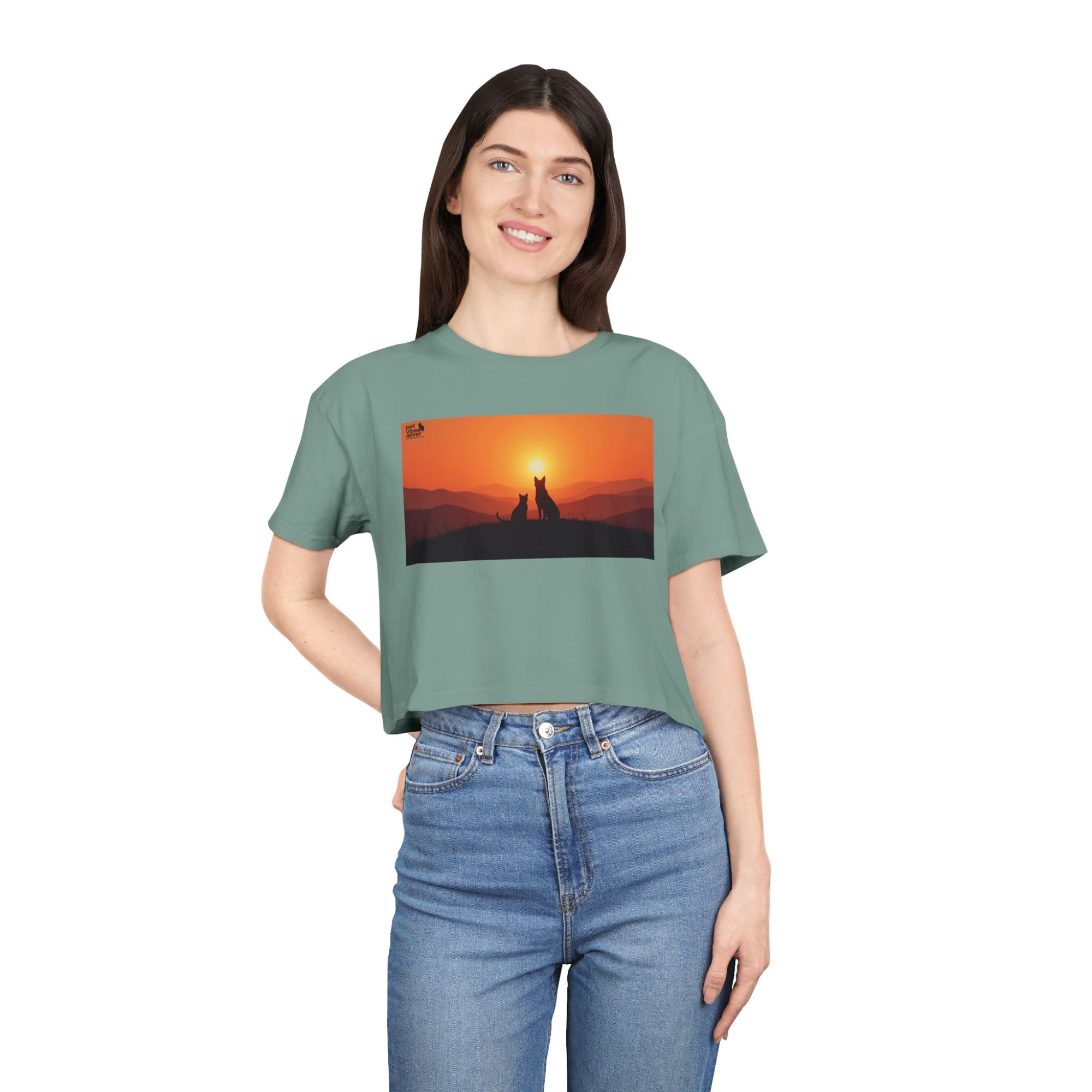 Sunset Lovers Women's Crop Tee, Summer Fashion, Casual Wear, Cute Gift, Nature Tee, Boho Style