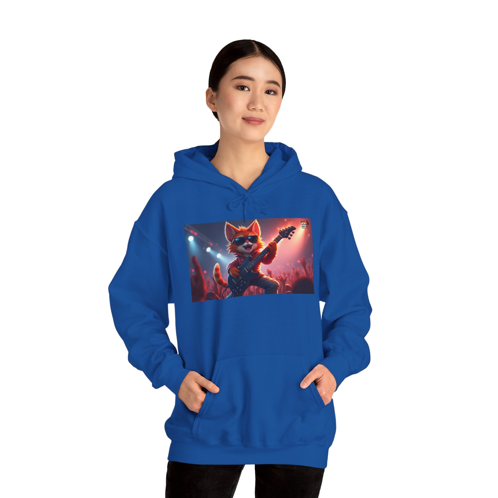 Funky Cat Hoodie - Unisex Heavy Blend Sweatshirt, Cool Graphic Hoodie, Perfect Gift for Cat Lovers, Concert Apparel, Cozy Style