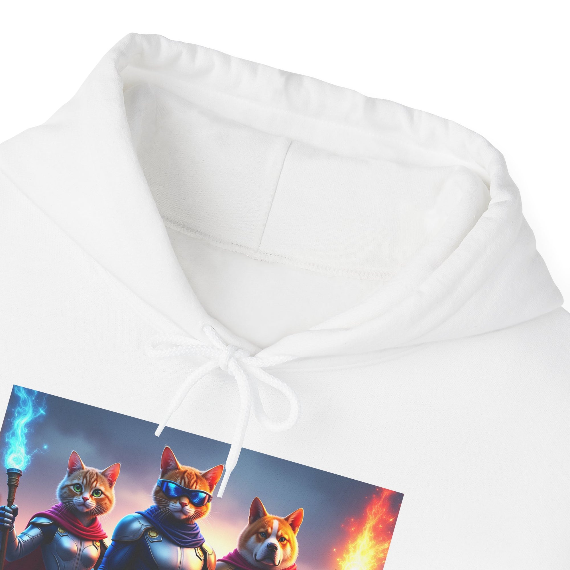 Epic Feline Warriors Hoodie | Unisex Heavy Blend™ Hooded Sweatshirt | Cosplay, Gift, Cat Lover, Graphic Tee, Casual Wear