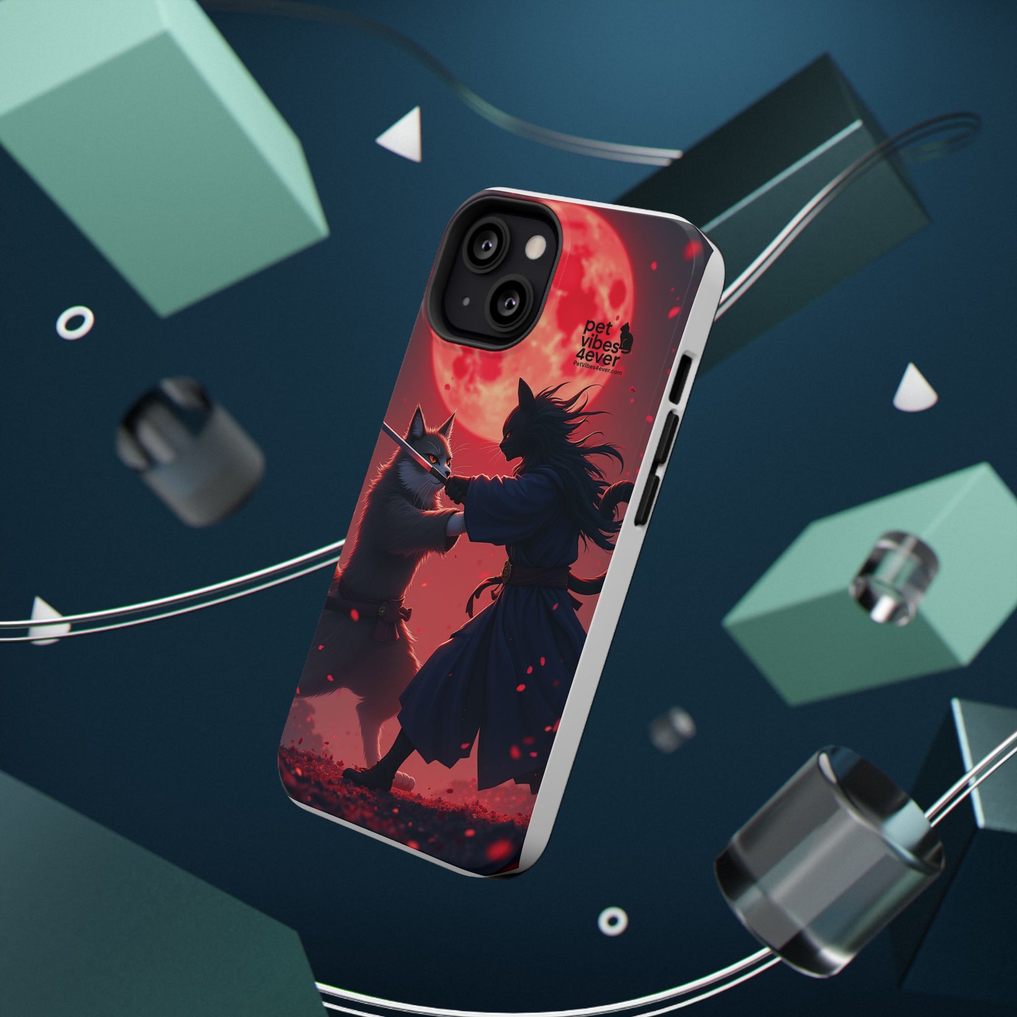 Samurai Cat Phone Case – Impact-Resistant, Pet Lovers, Cool Tech Accessories, Anime Aesthetic, Unique Gifts