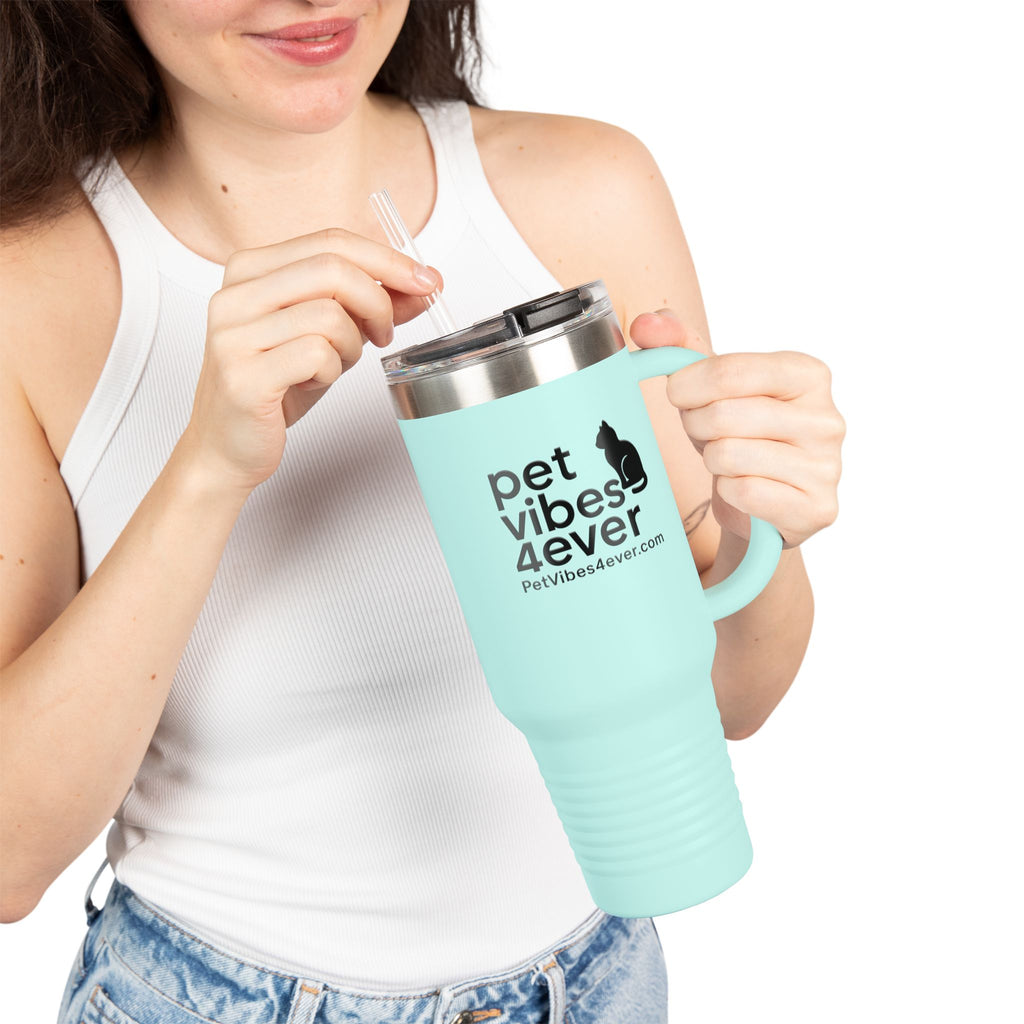Insulated Travel Mug, Pet Lover's 40oz Coffee Tumbler, Perfect for Hot Drinks, Gifts for Cat Owners, Travel Companion, Pet Vibes 4ever