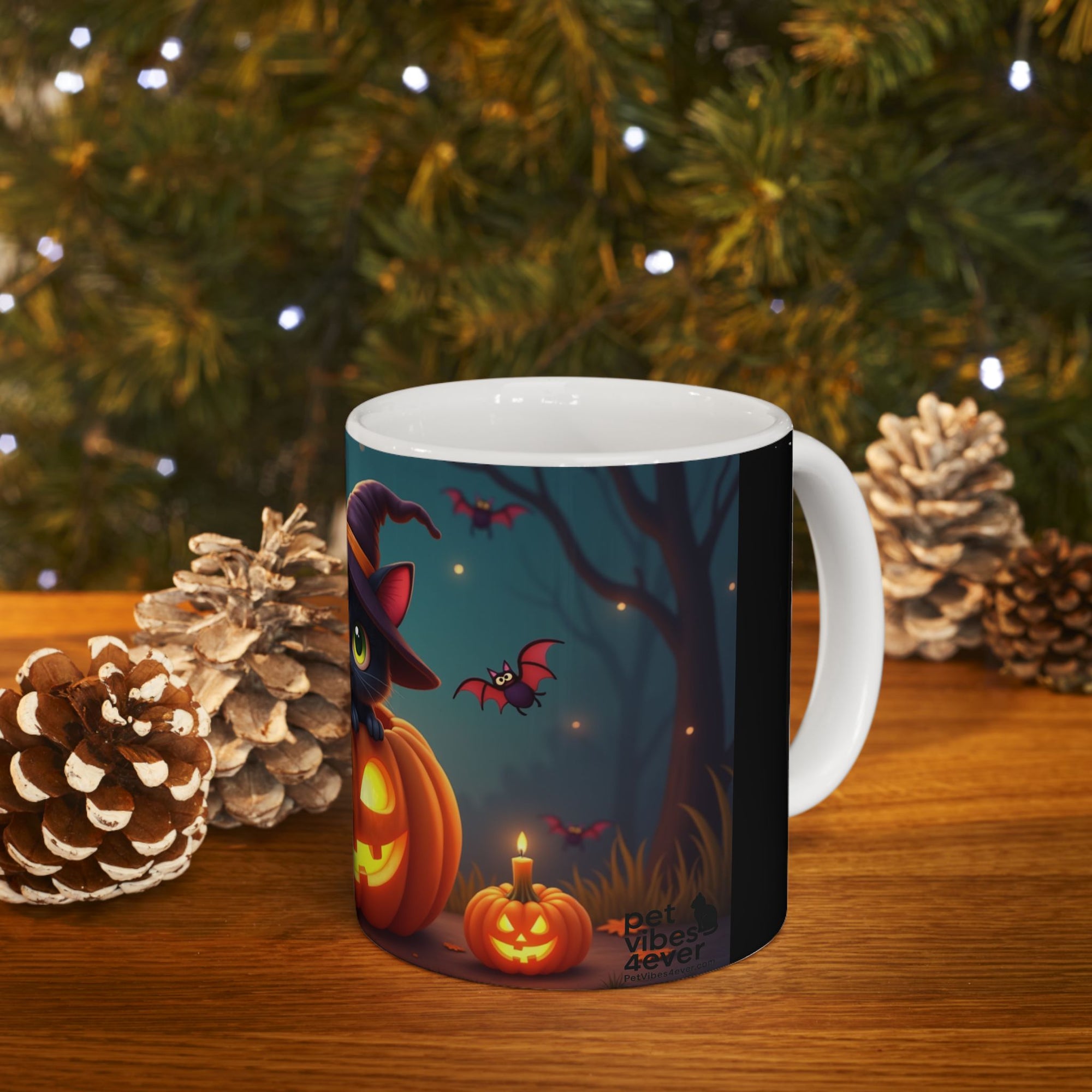 Spooktacular Halloween Cat Mug, Cute Black Cat Mug, Halloween Decor, Pumpkin Mug, Cozy Drinkware, Gift for Cat Lovers