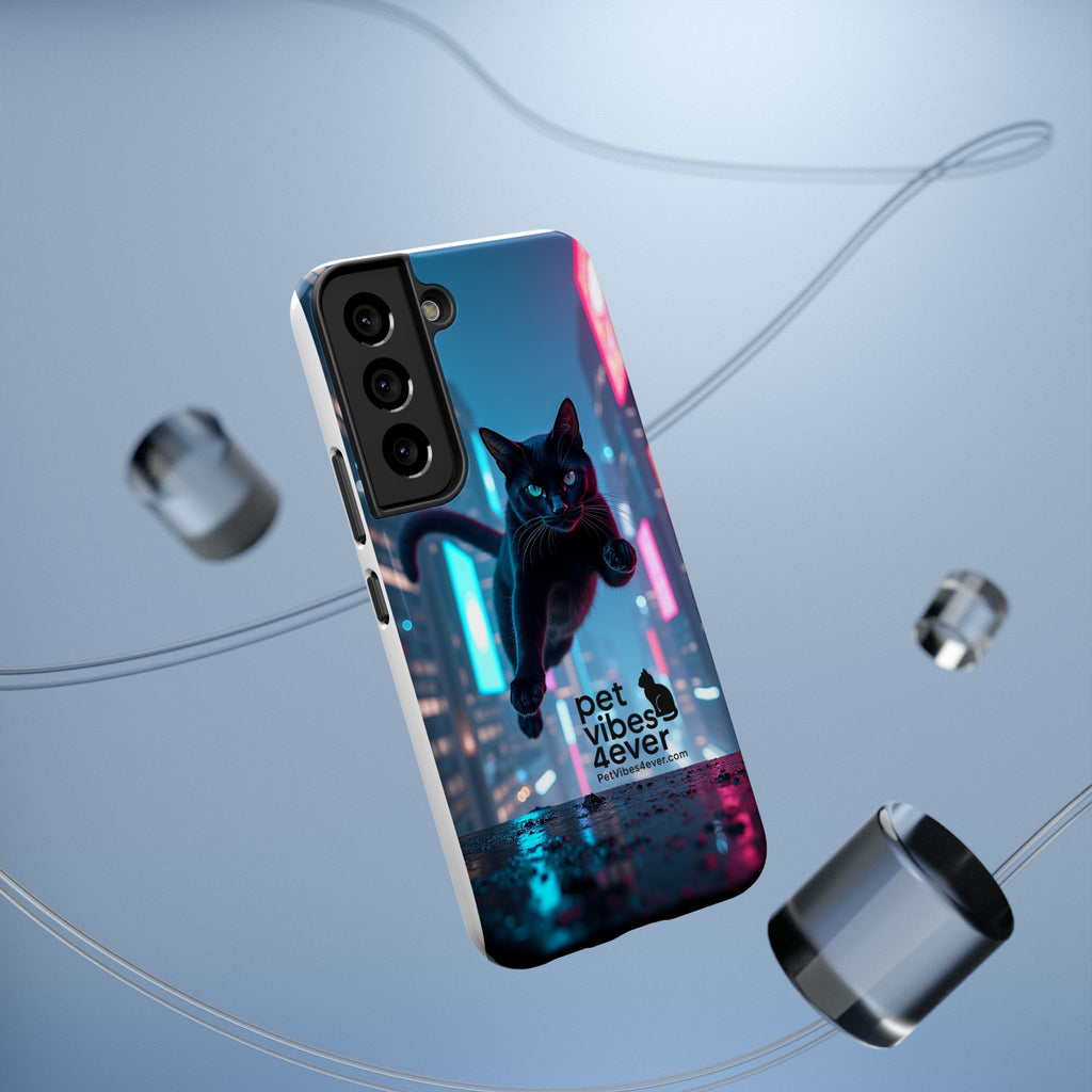 Cat-Themed Phone Case with Pet Vibes Design, Impact-Resistant Phone Case, Gift for Cat Lovers, Cute Pet Merchandise, Stylish Phone Accessory