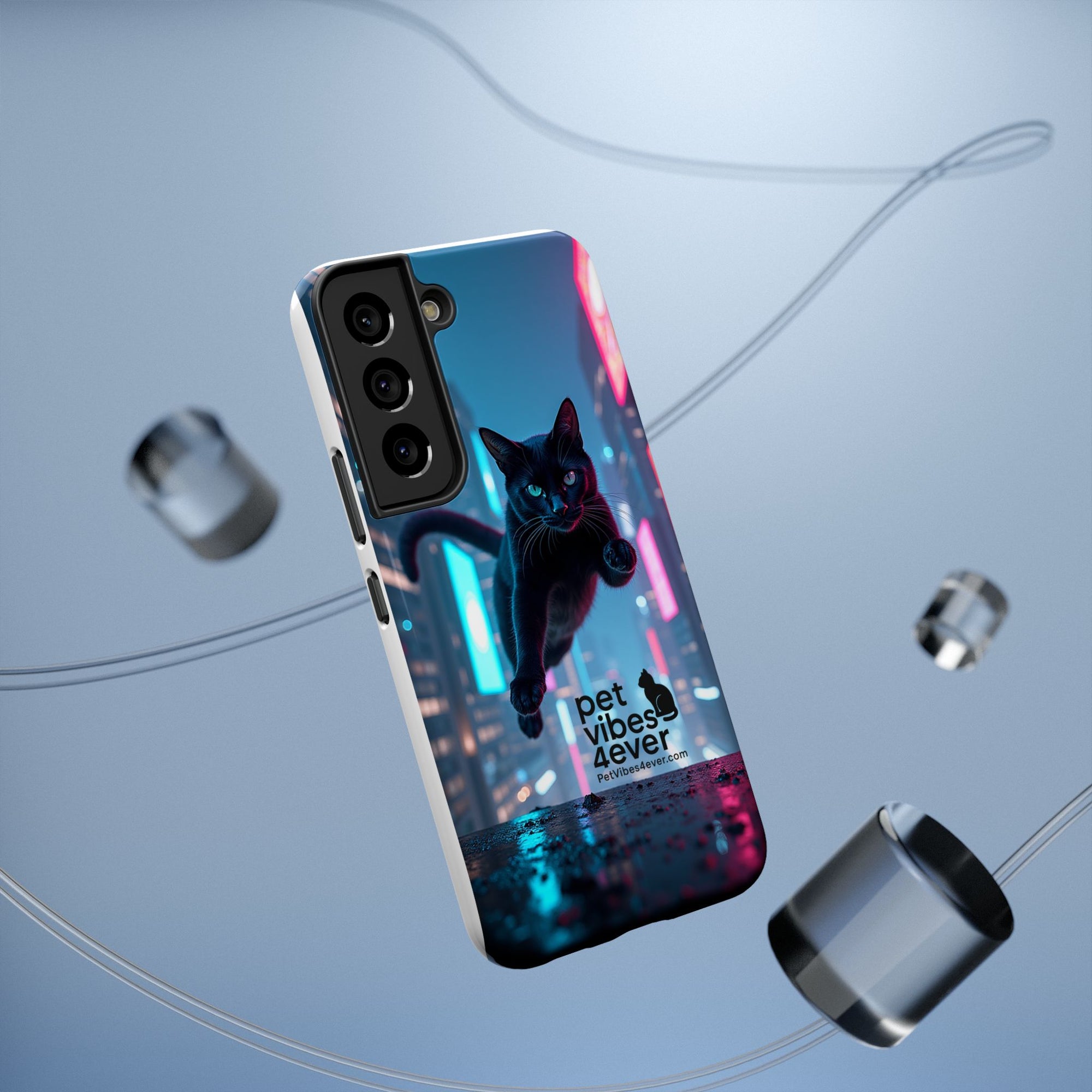 Cat-Themed Phone Case with Pet Vibes Design, Impact-Resistant Phone Case, Gift for Cat Lovers, Cute Pet Merchandise, Stylish Phone Accessory