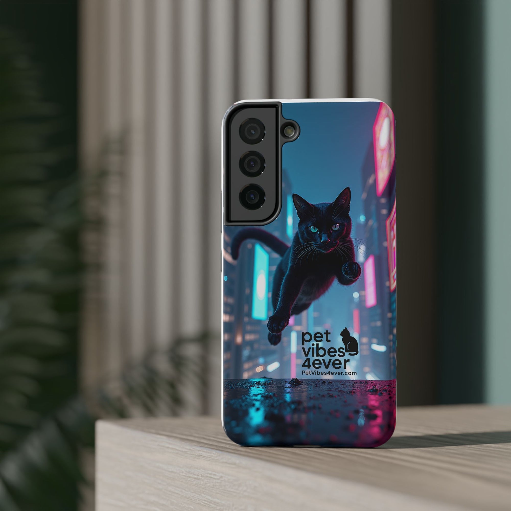 Cat-Themed Phone Case with Pet Vibes Design, Impact-Resistant Phone Case, Gift for Cat Lovers, Cute Pet Merchandise, Stylish Phone Accessory